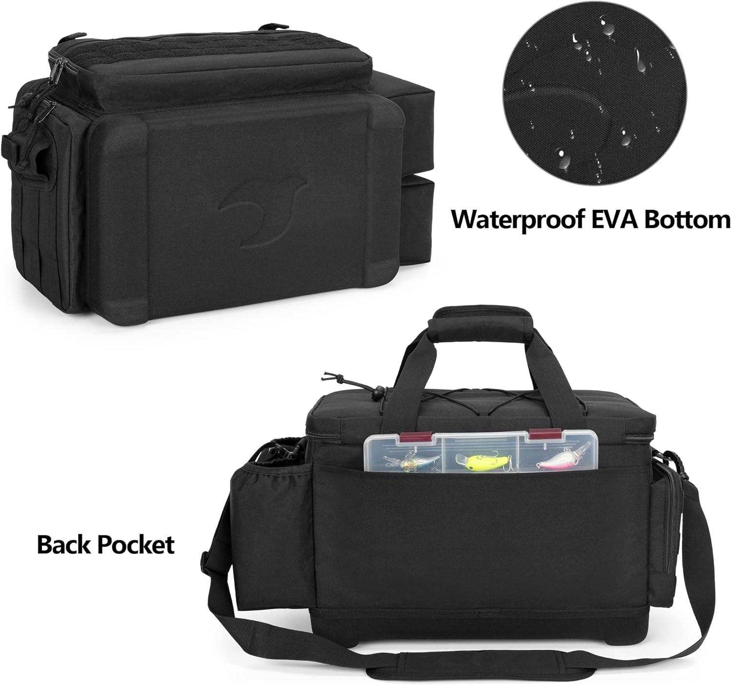  VIGEGARI Fishing Tackle Bag with EVA Bottom Waterproof, Soft  Tackle Box Bag with Rod Holder, Fishing Gear Storage with Cooler Bag for  Beverage, Fishing Bags Only（No Tackle Tray) : Sports