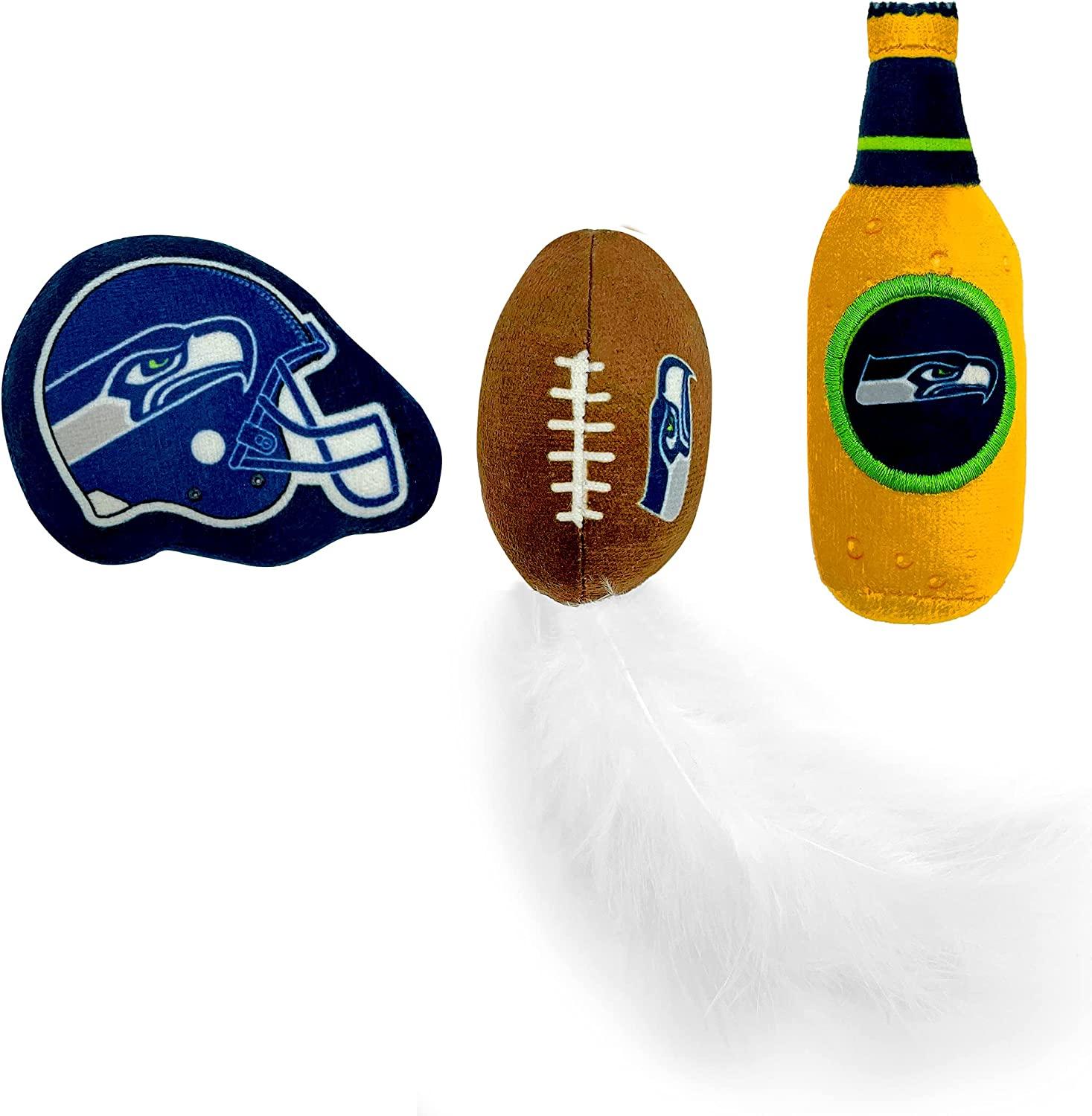 NFL Seattle Seahawks Cat Scratcher Toy with Catnip Plush & Feather