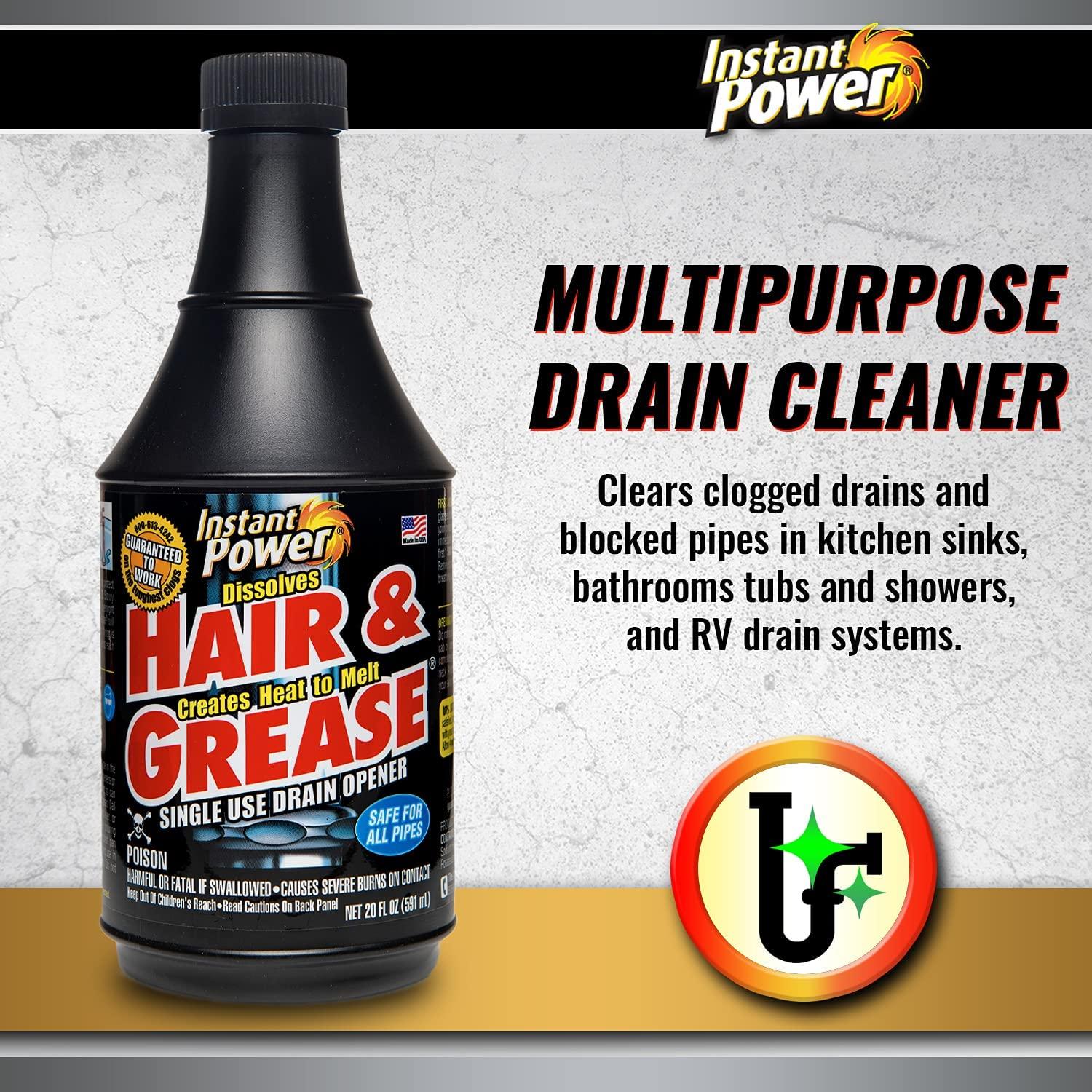 Instant Power Hair and Grease Drain Opener, Liquid Drain Cleaner