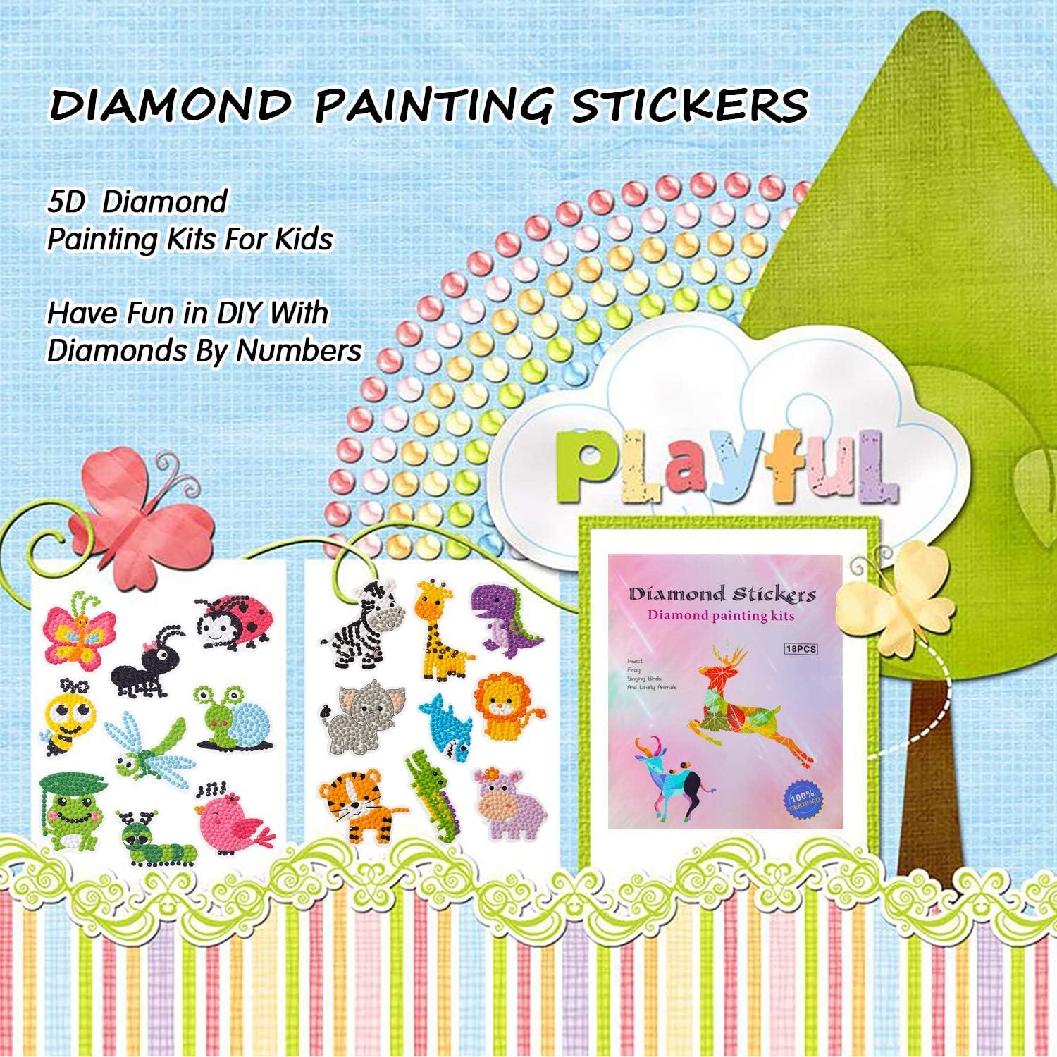 Kids Diamond Painting Stickers Kit 12Pcs DIY Stickers Arts Cartoon Animal  Diamond Painting by Numbers Arts Children Toys Gift