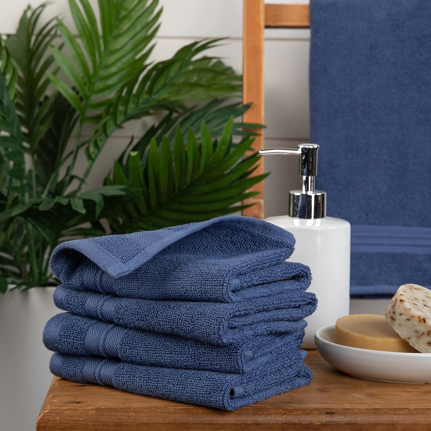 Blue Bath Towels for Bathroom, 4 Pack Bath Towel Set, Oeko-Tex Terry Cotton  Bathroom Towels, Soft and Absorbent Bathroom Towels Set, Bath Towel for