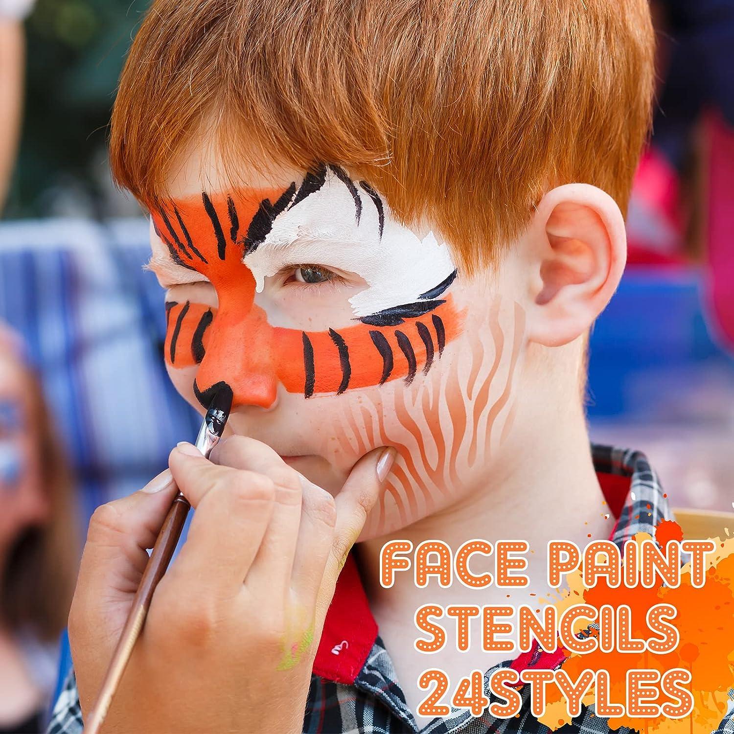  24 Pieces Face Paint Stencils Face Body Painting Stencils  Tattoo Painting Templates Face Tracing Stencils for Kids Holiday Halloween  Makeup Body Art Painting Tattoos Painting (Vivid Style) : Arts, Crafts