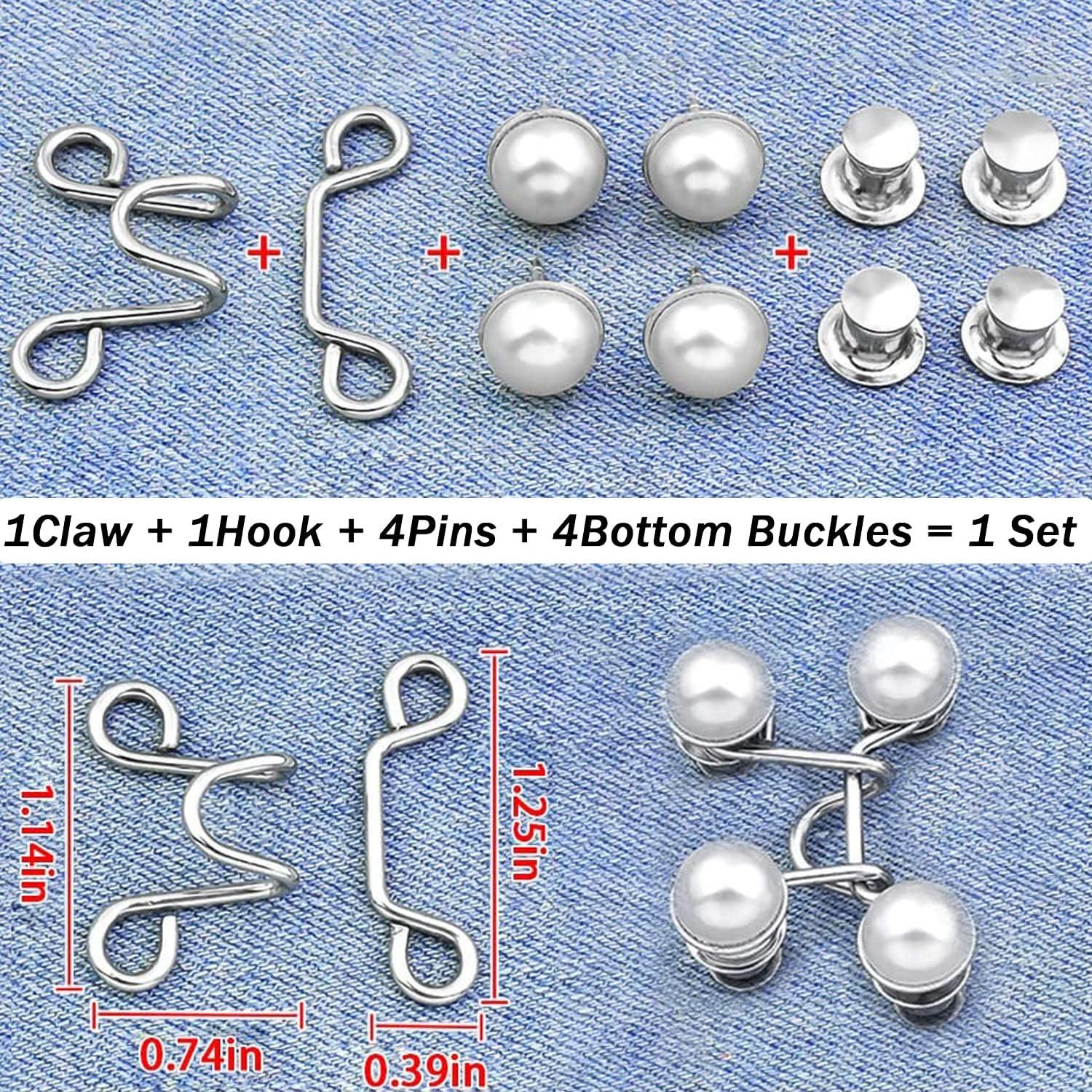 8 Sets Button Pins For Jeans, 4 Styles Instant Jean Button Pins
