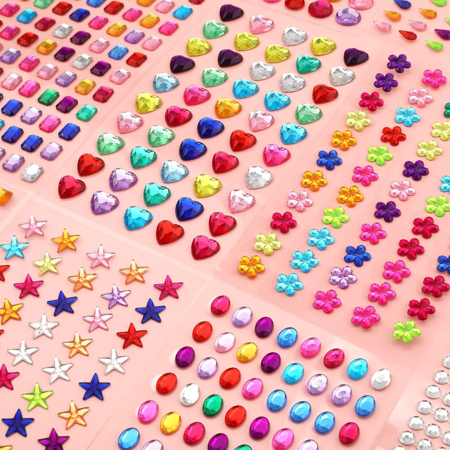 Meafeng Gem Stickers, 14 Colors, Self Adhesive, Bling Rhinestone Jewels,  Stick on Gems for Face Makeup, Body, Nails, Festivals, Crafts, Weddings