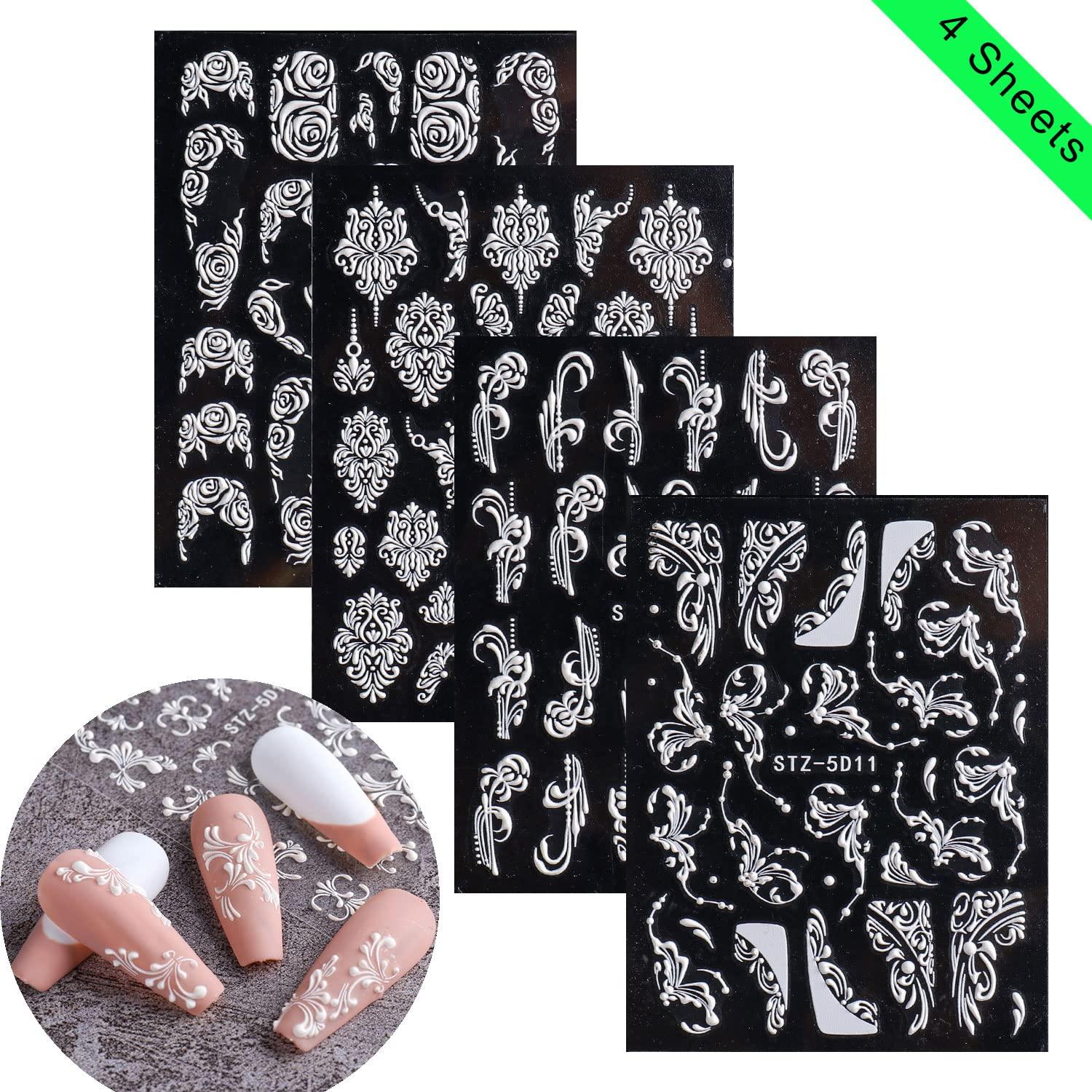 nail art stickers lv Embossed Flower Bubble Pattern Self-Adhesive Slider  Wedding Design Nails Decals Nail Art Decoration - AliExpress