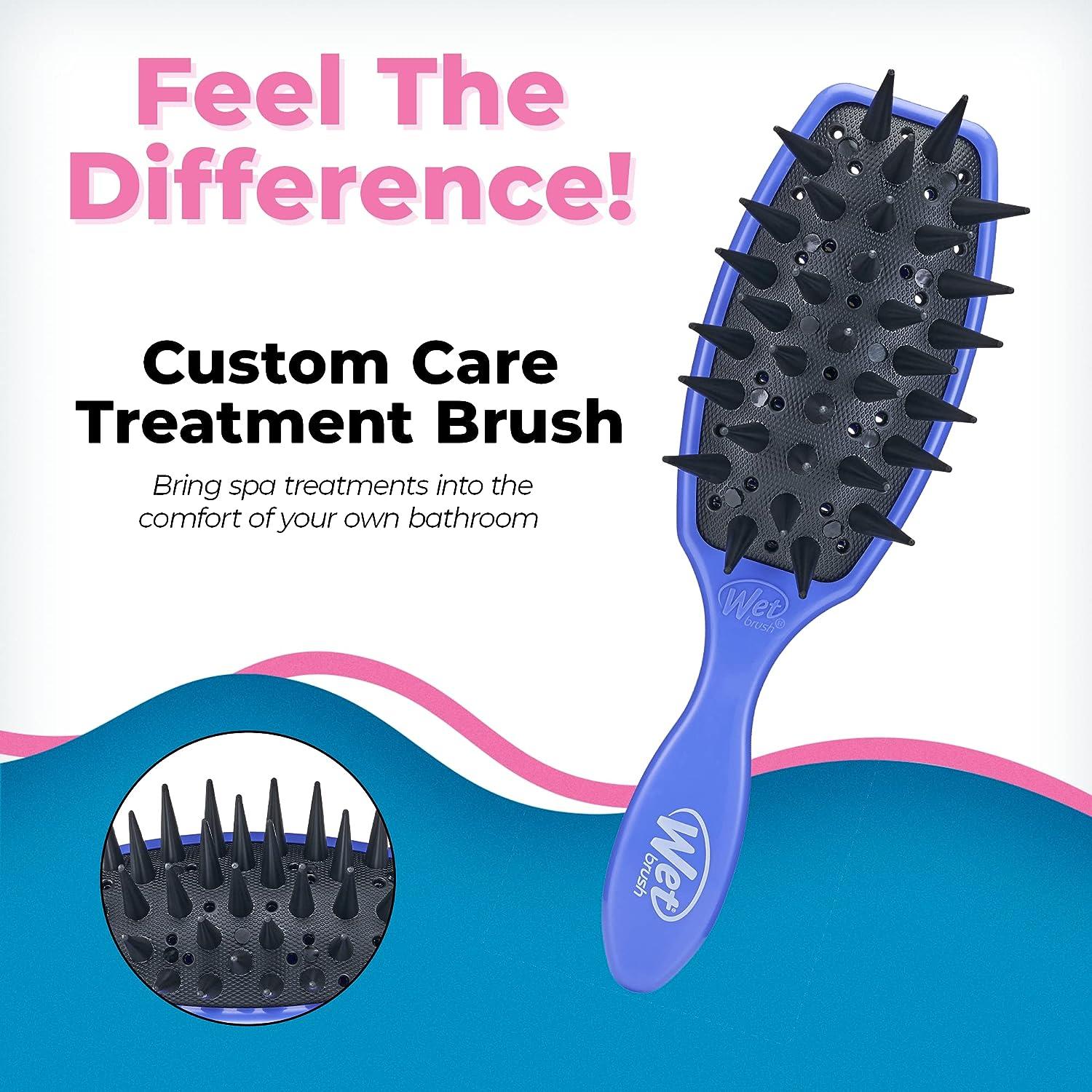 Wet Brush Treatment Brush - Purple Custom Care - All Hair Types - Evenly  Distributes Spa Treatment Helps Reduce Shed and Breakage with Drainage  Holes - Pain-Free Comb for Men Women Boys and Girls