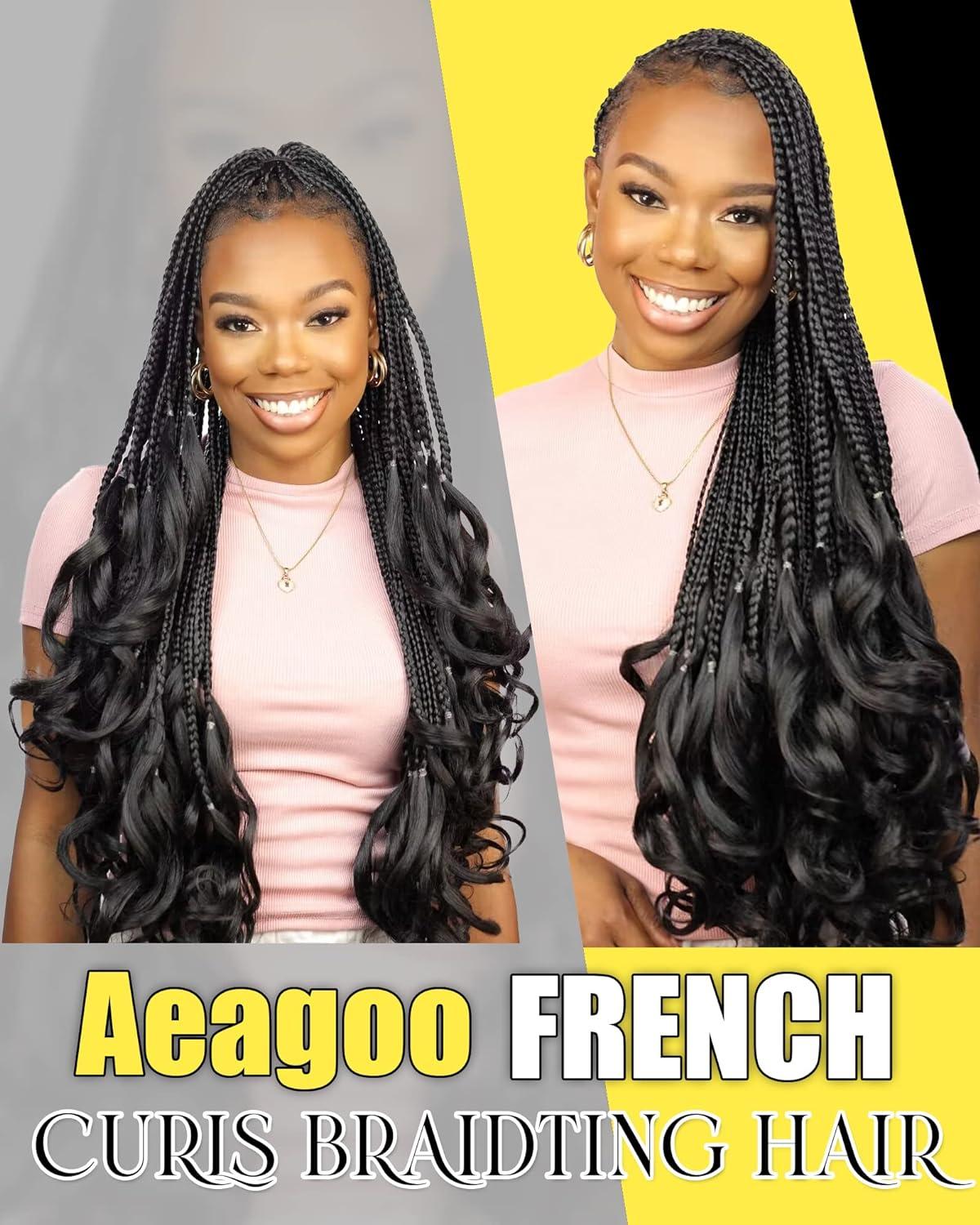 Aeagoo French Curl Braiding Hair Pre Stretched 20 Inch 8 Packs Bouncy Loose  Wavy Braiding Hair Hot Water Setting Yaki Texture French Curly Braiding