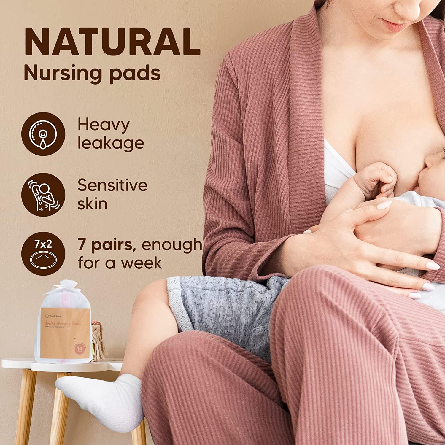 GetUSCart- Organic Bamboo Nursing Breast Pads - 14 Washable Pads + Wash Bag  - Breastfeeding Nipple Pads for Maternity - Reusable Breast Pads for  Breastfeeding (Lovelle, Medium 3.9)