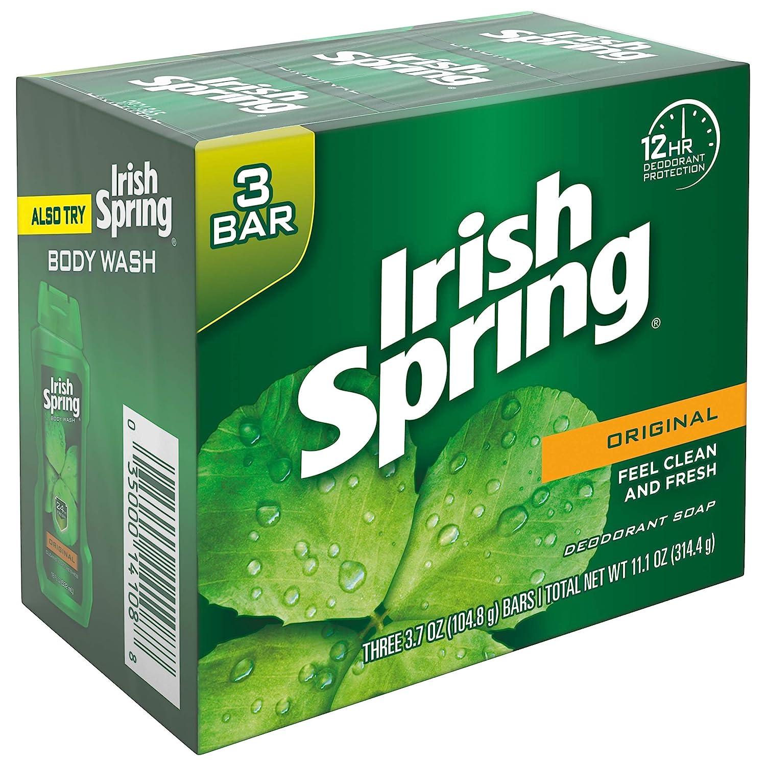 Irish Spring Bar Soap for Men, Original Clean - 3.7 oz