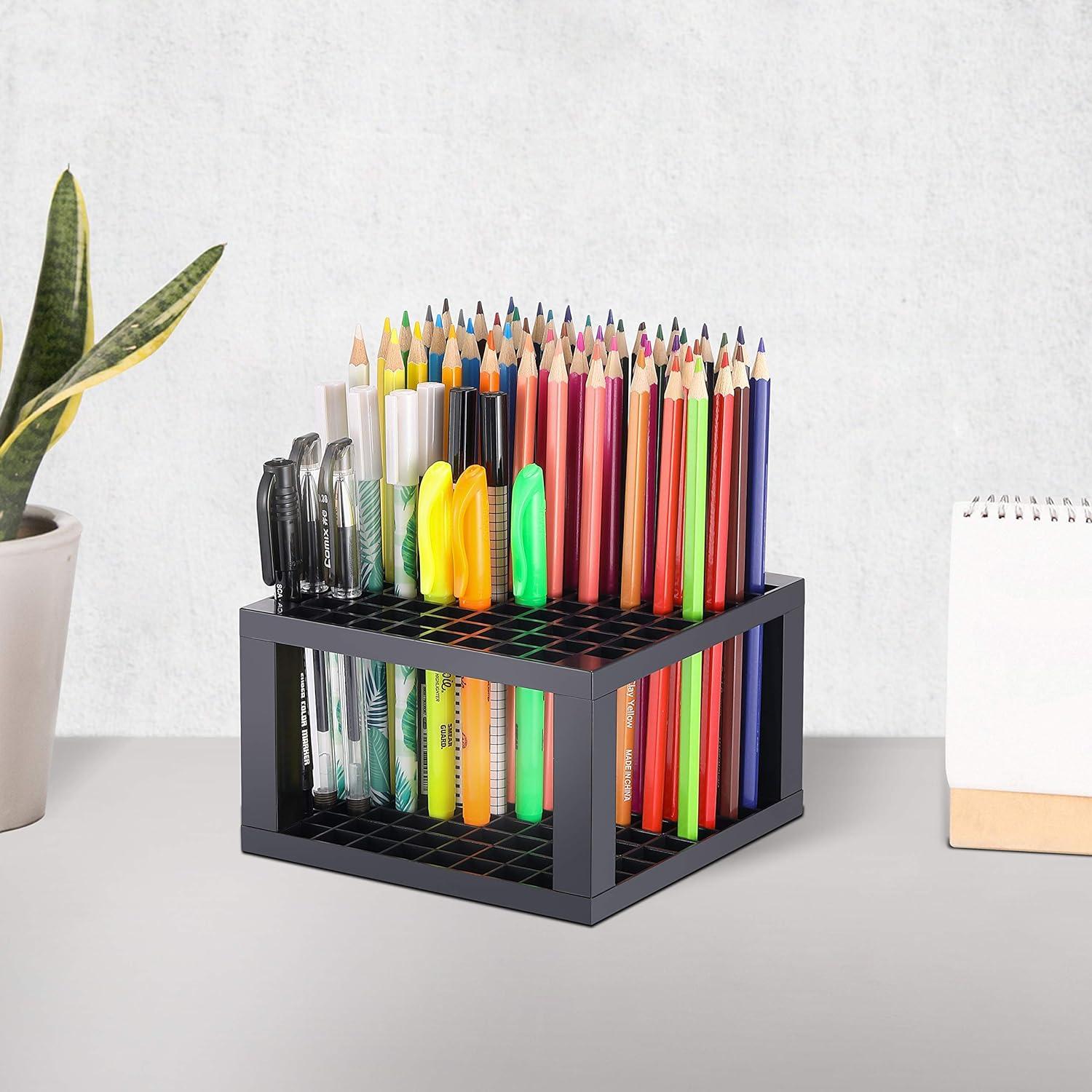1pc 72 Holes Pen Holder, Plastic Paint Brush Stand, Makeup Brush & Painting  Brush Holder, Desktop Pen Organizer For Home Classroom Supplies, Back To S