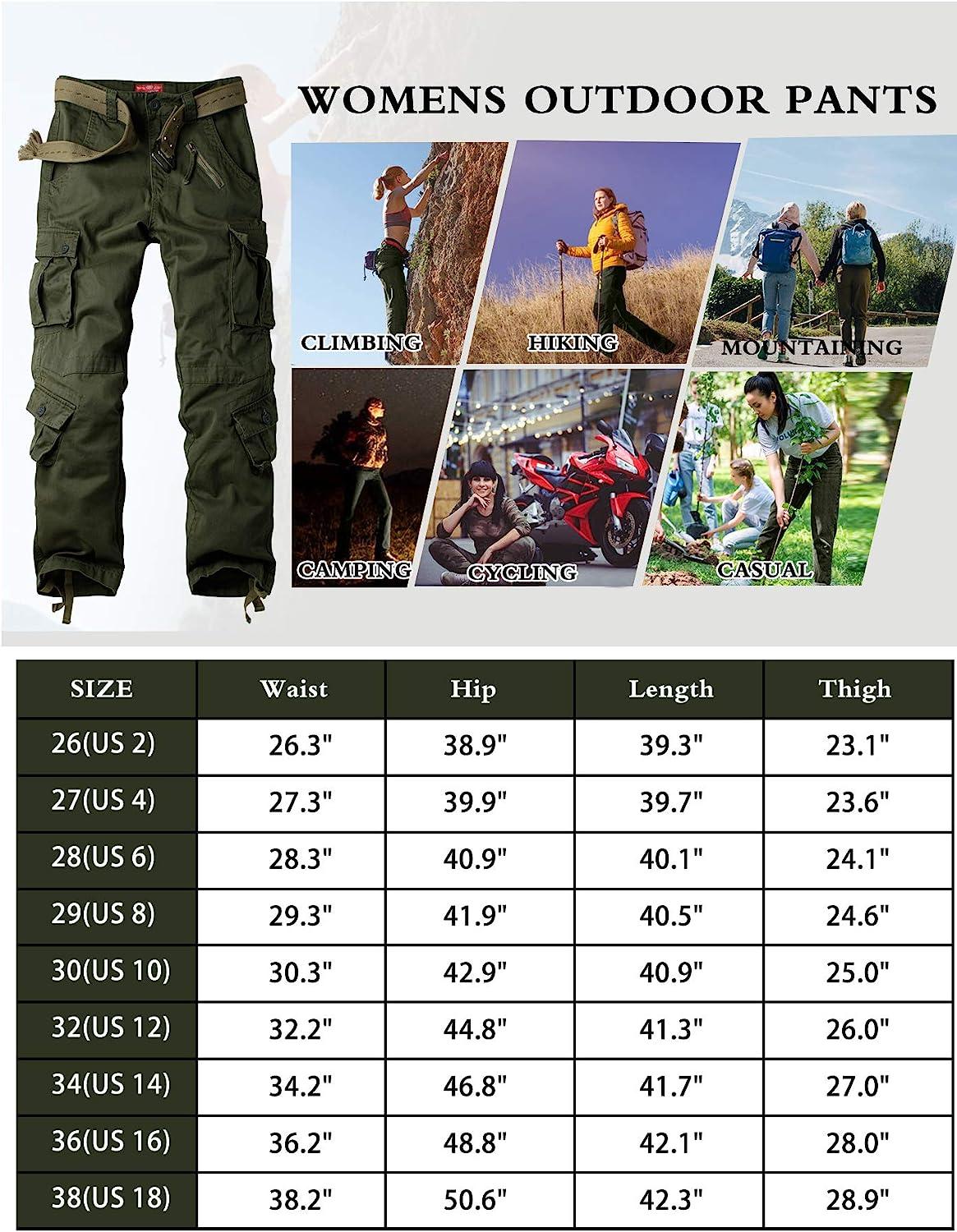 Womens Cargo Pants with Pockets Outdoor Casual Camo Military
