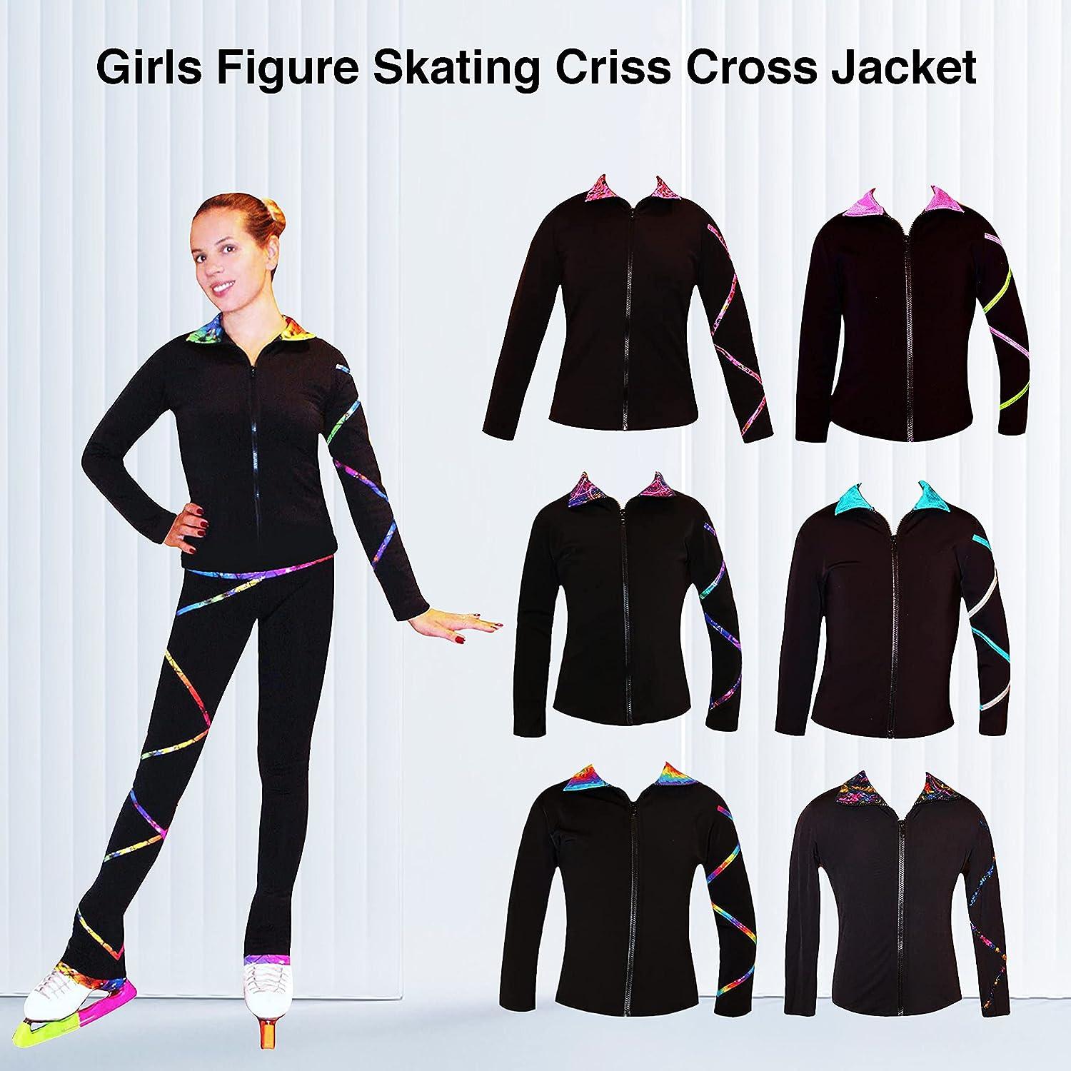 Ice Fire Girls Figure Skating Criss Cross Jacket - Rainbow X-Small