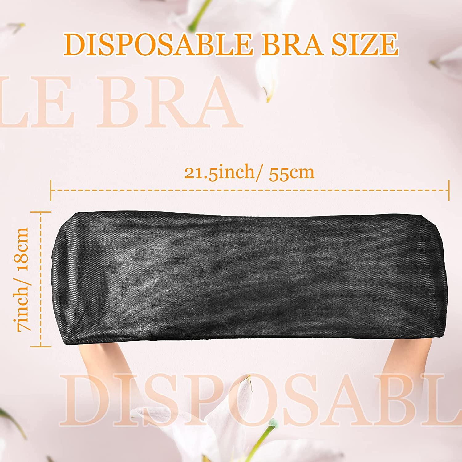 100 Pieces Disposable Nonwoven Bras Women's Disposable Spa Top Garment  Underwear Individually Pack Brassieres for Spray Tanning Black