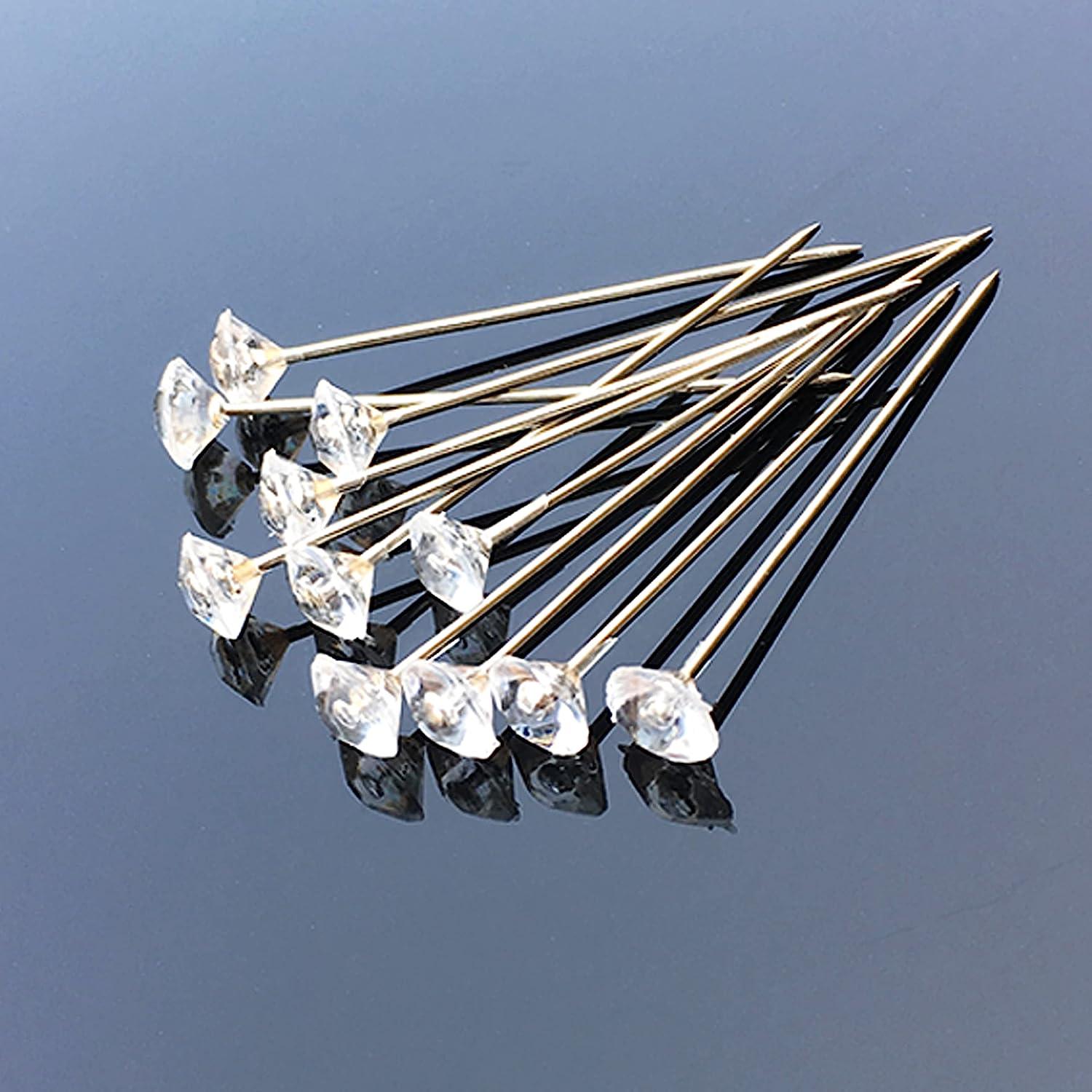 Bouquet Pins Corsages Pins Flower Diamond Pins Floral Rhinestones Pins  Crystal Diamond Head Clear Straight Pins for Wedding Bridal Hair  Accessories Jewelry Decoration Craft 2 Inch (100 Pieces)