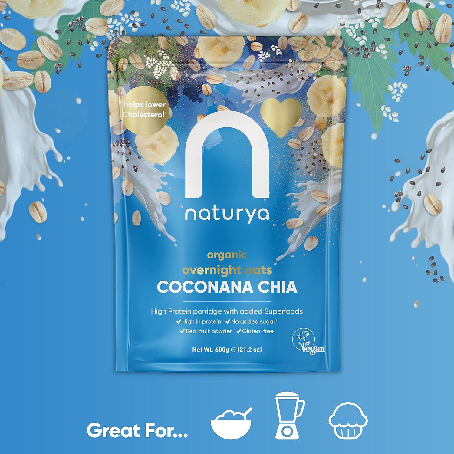 Naturya Organic Coconana Chia Overnight Oats Gluten Free With Banana Hemp Protein High In 