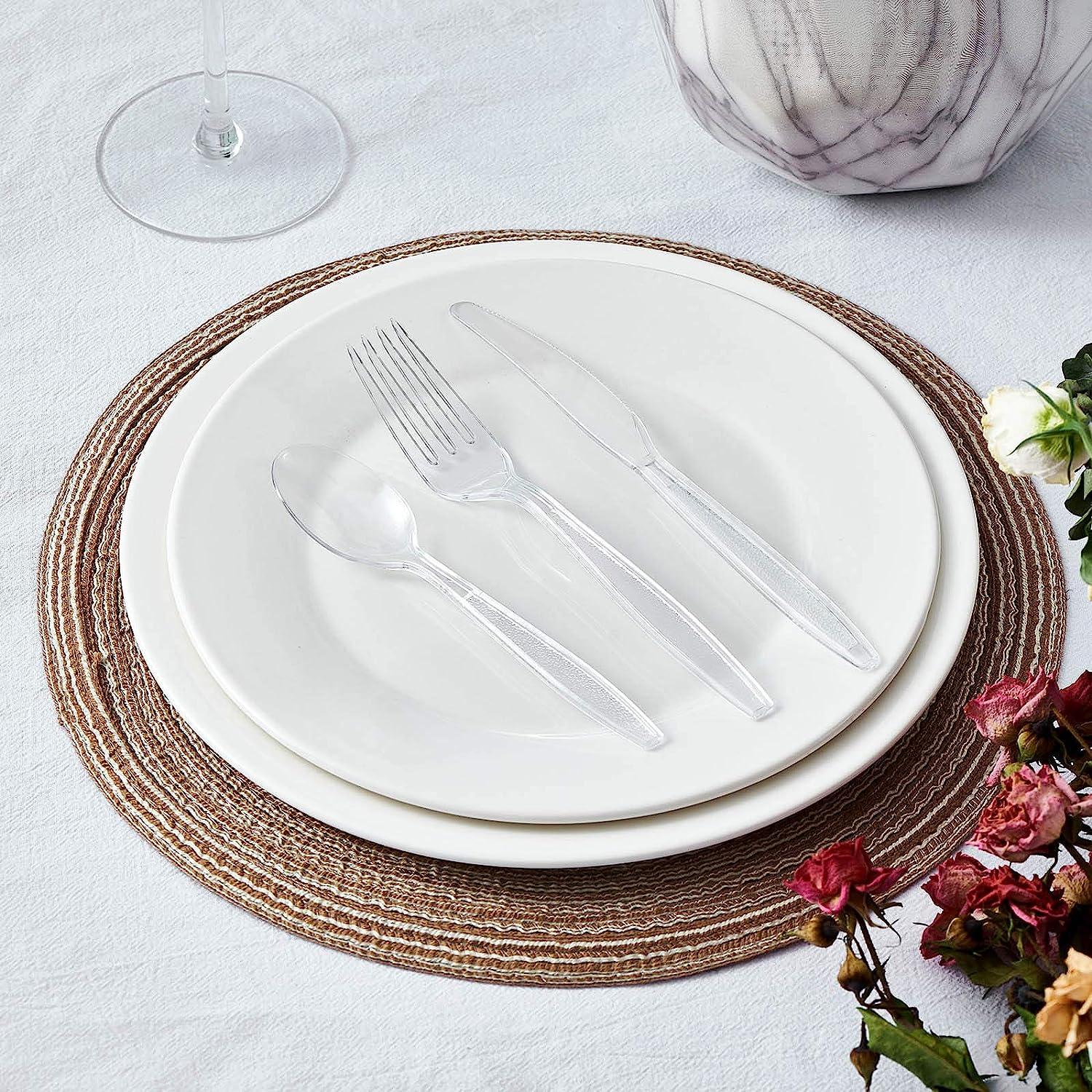 Clear and Silver Plastic Cutlery Set