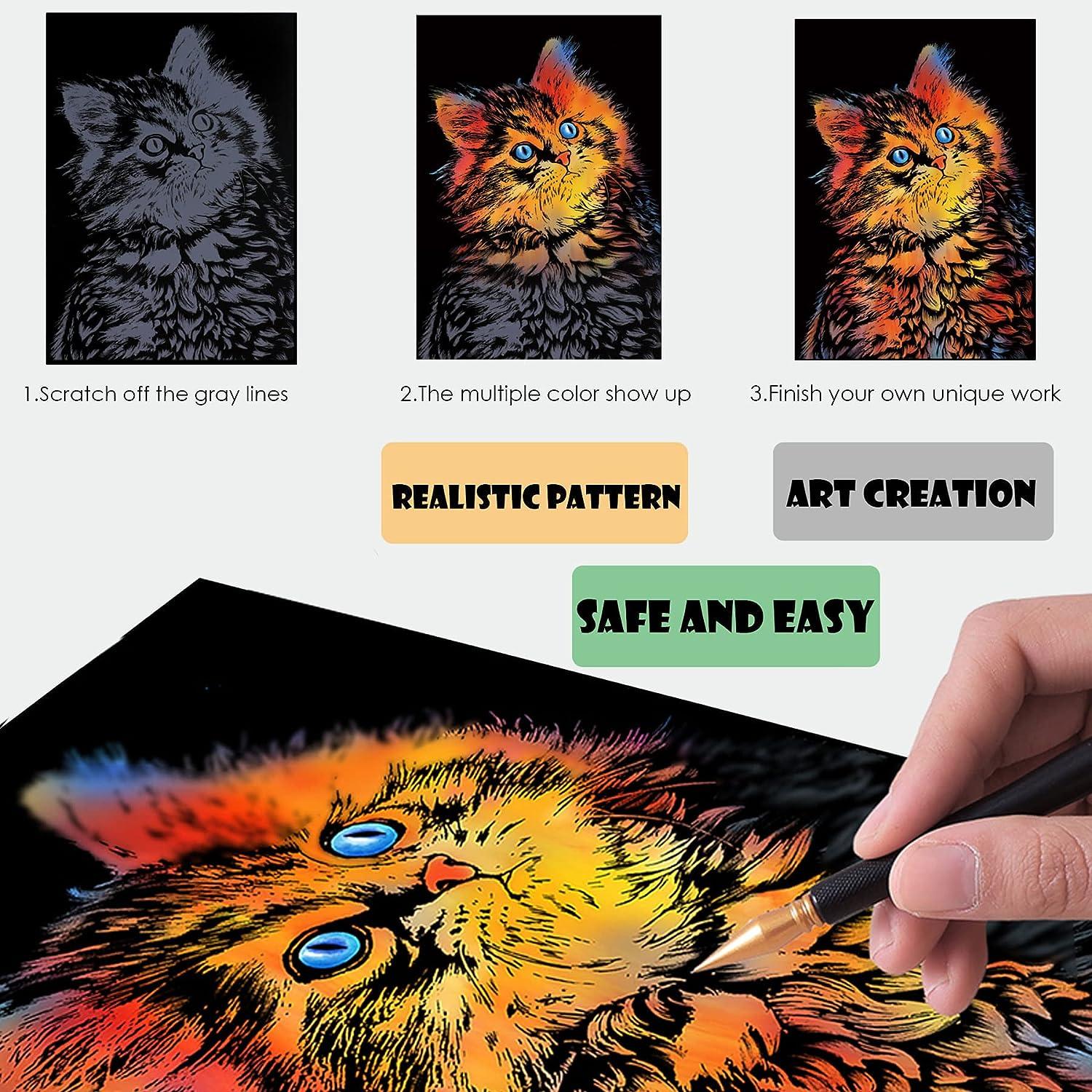 Niewalda Scratch Painting for Adults, Rainbow Sketch Pad DIY Scratchboard  for Kids & Adults, Engraving Art & Craft Set, Scratch Painting Creative  Gift, with Tools (Unicorn + cat) Unicorn-Cat