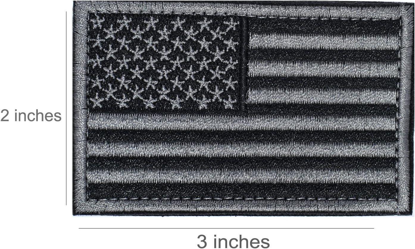 4pcs USA Flag Patch Self-Adhesive American Flag US United States of America Military Uniform Emblem Patches (Charcoal Grey), Size: 3.15 x 1.97 x 0.12