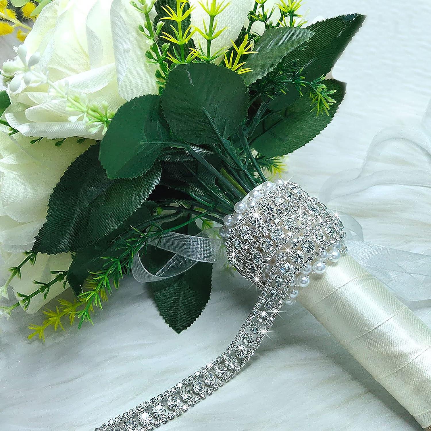 Bridal bouquet holder bridal silver rhinestones crystals for bride