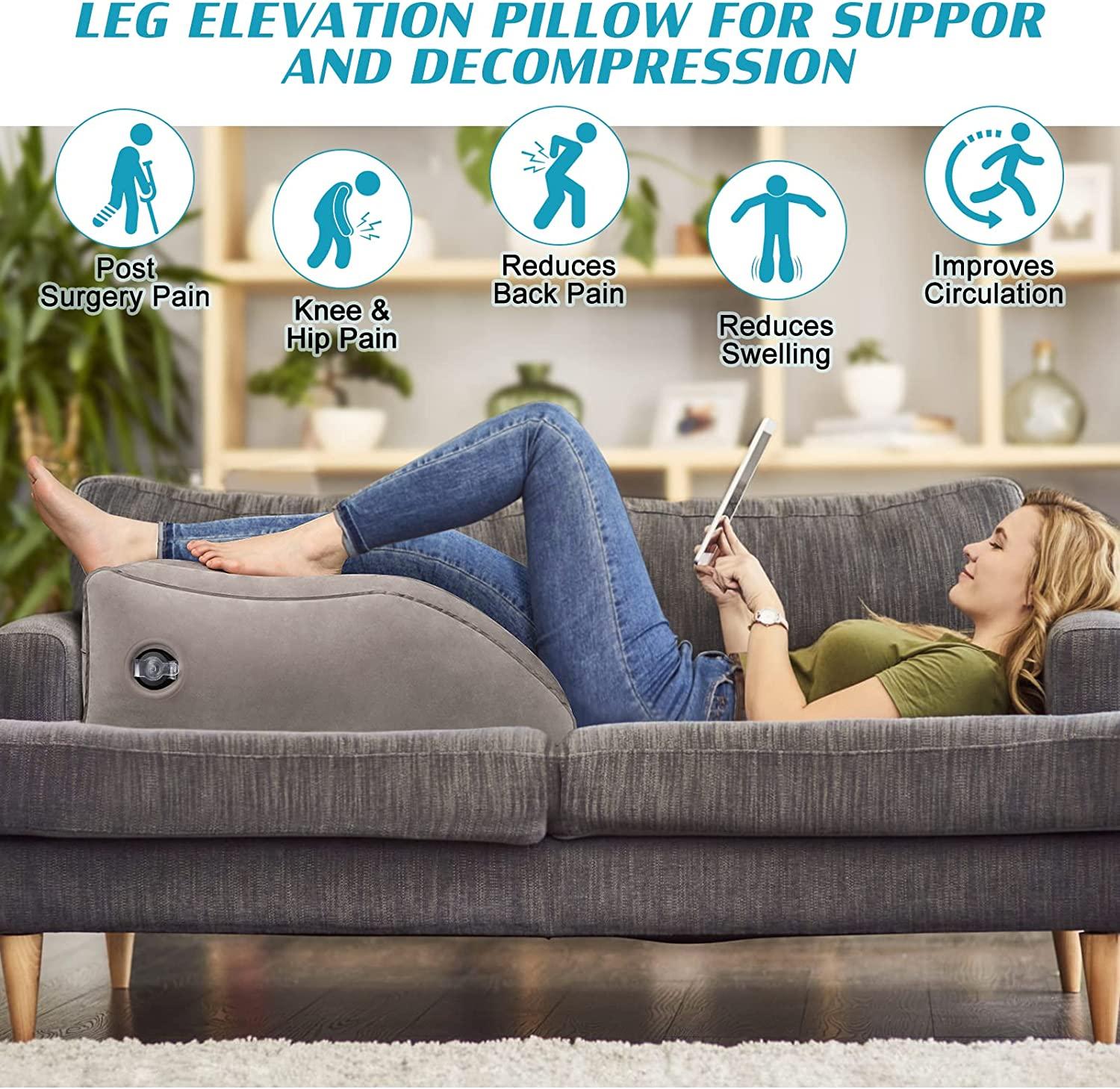 Wedge Pillow for Sleeping - Inflatable Leg Elevation Pillow for