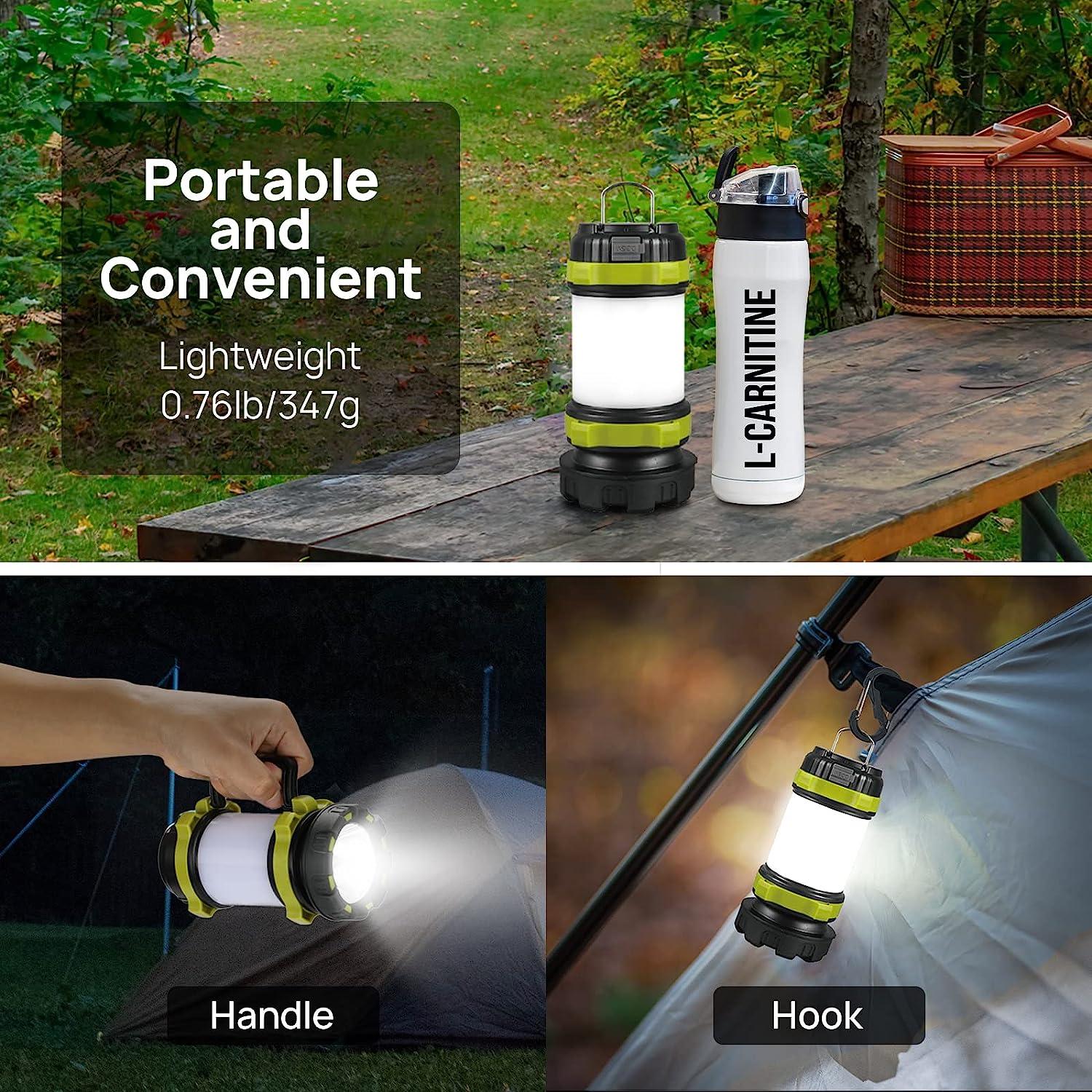 Bochaos Camping Lantern Flashlight Rechargeable, 6 Modes LED Bright Flashlight 3000mAh Power Bank, Ipx4 Waterproof, Emergency Flashlight Lantern for