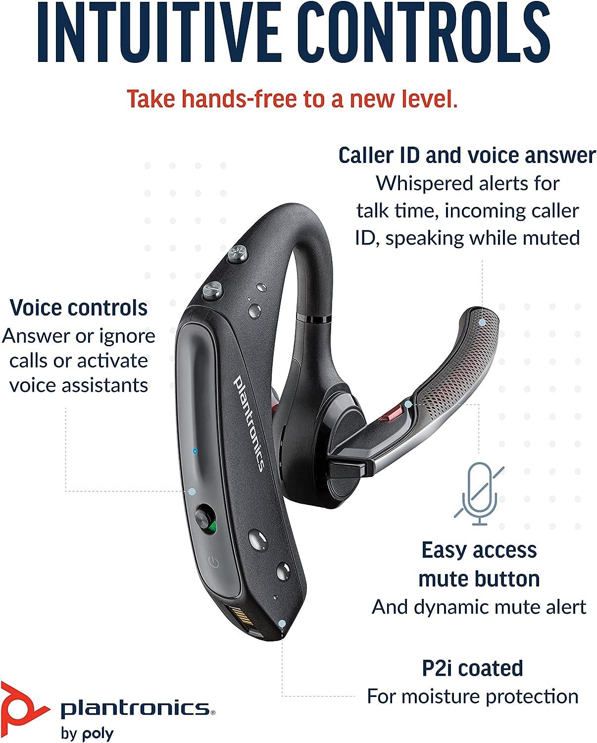 UC - - Bluetooth w/Noise-Canceling Headset Poly Works Headset 5200 Wireless Connect via Voyager Amazon & Mobile/Mac/PC Bluetooth - - w/Teams, Zoom Charging (Plantronics) Exclusive Mic Single-Ear Case