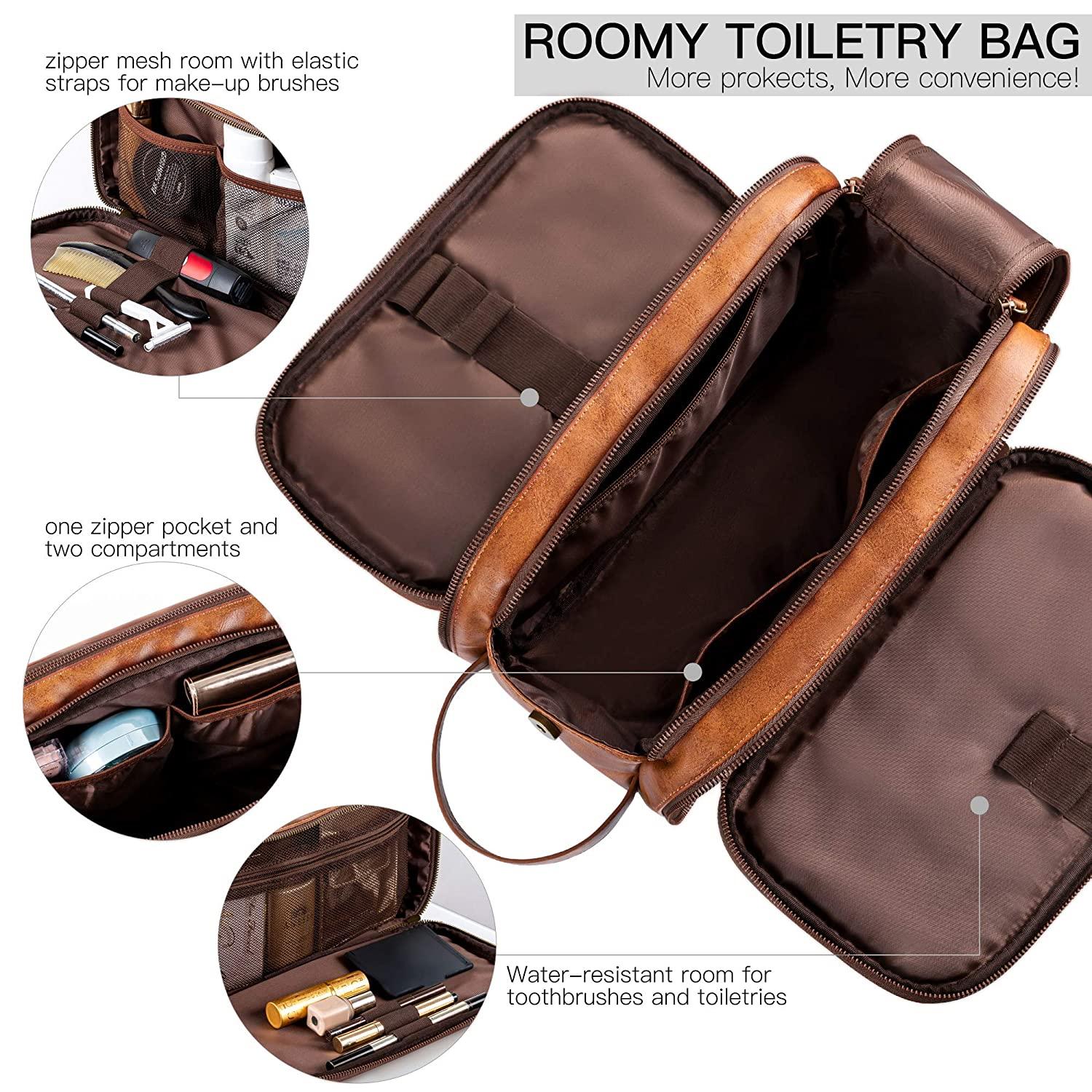  GANIBAGS Leather Toiletry Bag for Men, Travel Organizer Dopp  Kit Waterproof Shaving Bag for Toiletries Accessories, Brown : Beauty &  Personal Care