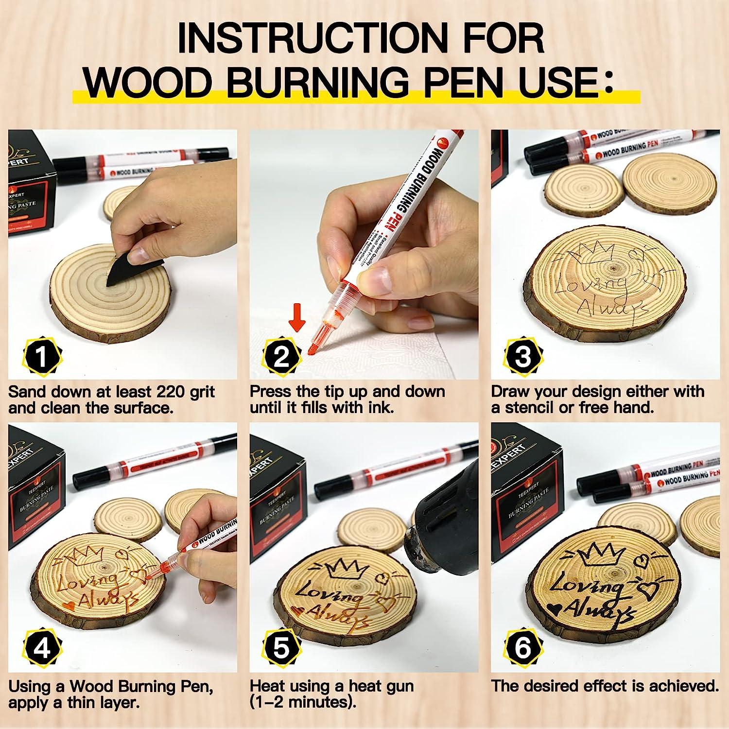 BIGTHUMB Wood Burning Gel Kit 4 OZ | Heat Activated Non-Toxic Paste for DIY  Crafting, with Mini Scraper, Template Sticker, Paint Brush - Accurately 