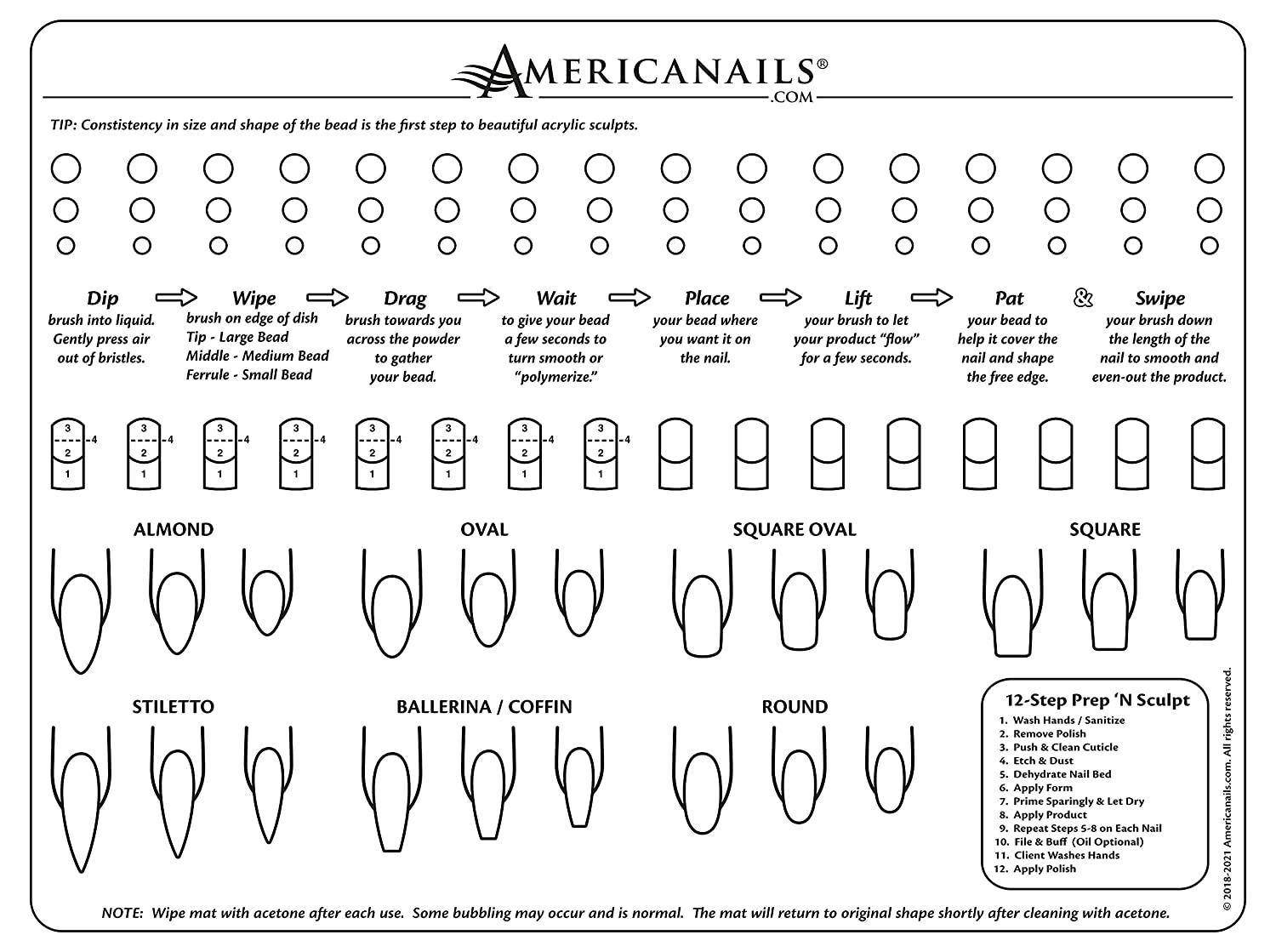 Americanails Silicone Training Mat For Acrylic Nail Application