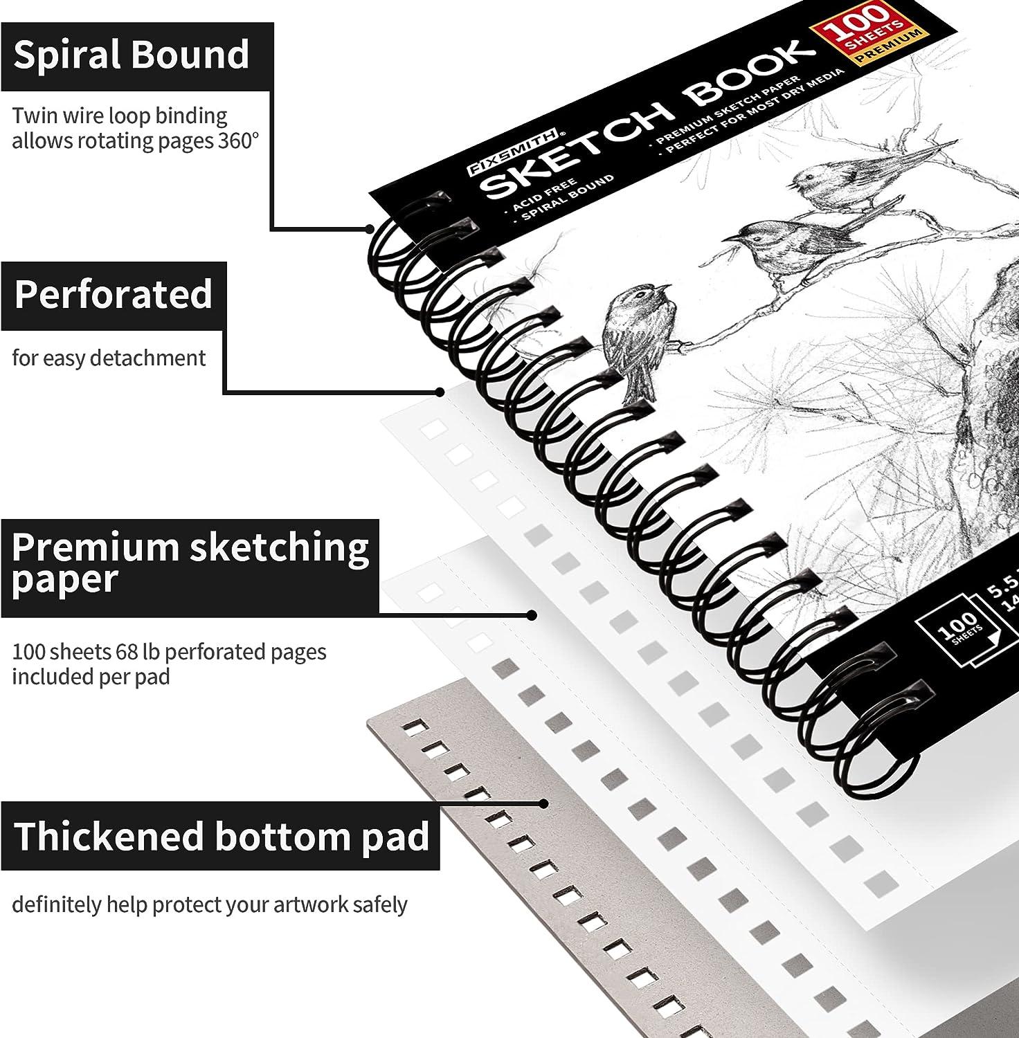  Small Sketchbook - Sketch Book 5.5x8.5 - Pack of 2, 200 Sheets  (68lb/100gsm), Spiral Bound Artist Sketch Pad, 100 Sheets Each, Durable  Acid Free Drawing Paper, Ideal for Adults & Teens 