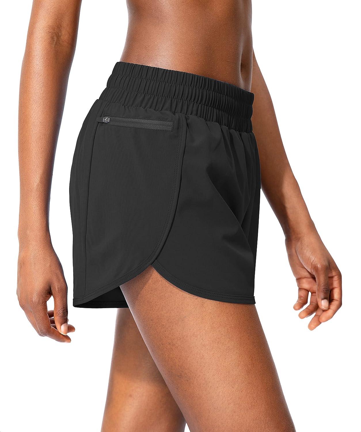  Soothfeel Womens Running Shorts with Zipper Pockets High  Waisted Athletic Gym Workout Shorts for Women with Liner Black : Clothing,  Shoes & Jewelry