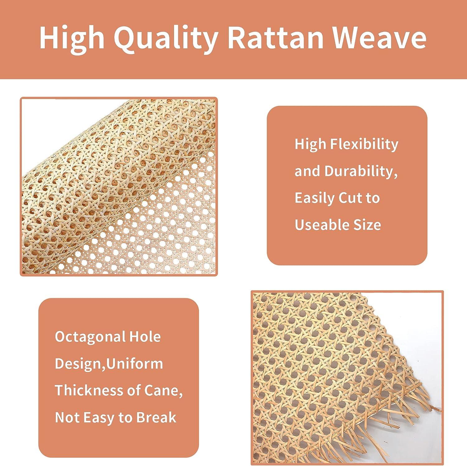 Square Natural Rattan Open Mesh Cane Webbing Roll, Pre-Woven Cane Net Weave  Wicker Rattan Webbing Sheets, Handmade Pole Wrap Rattan Fabric for