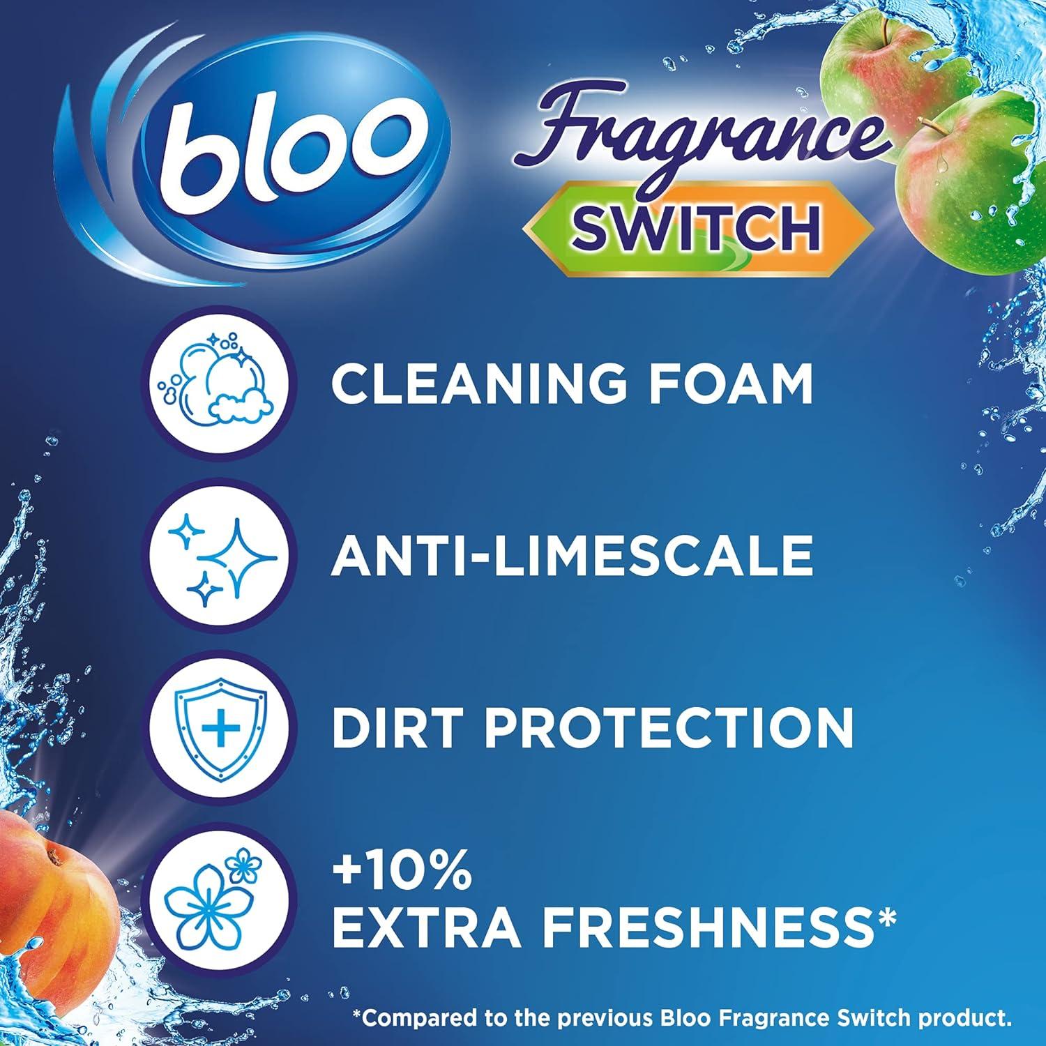 Bloo Fragrance Switch Toilet Rim Block Juicy Peach & Sweet Apple 50 g (Pack  of 1)