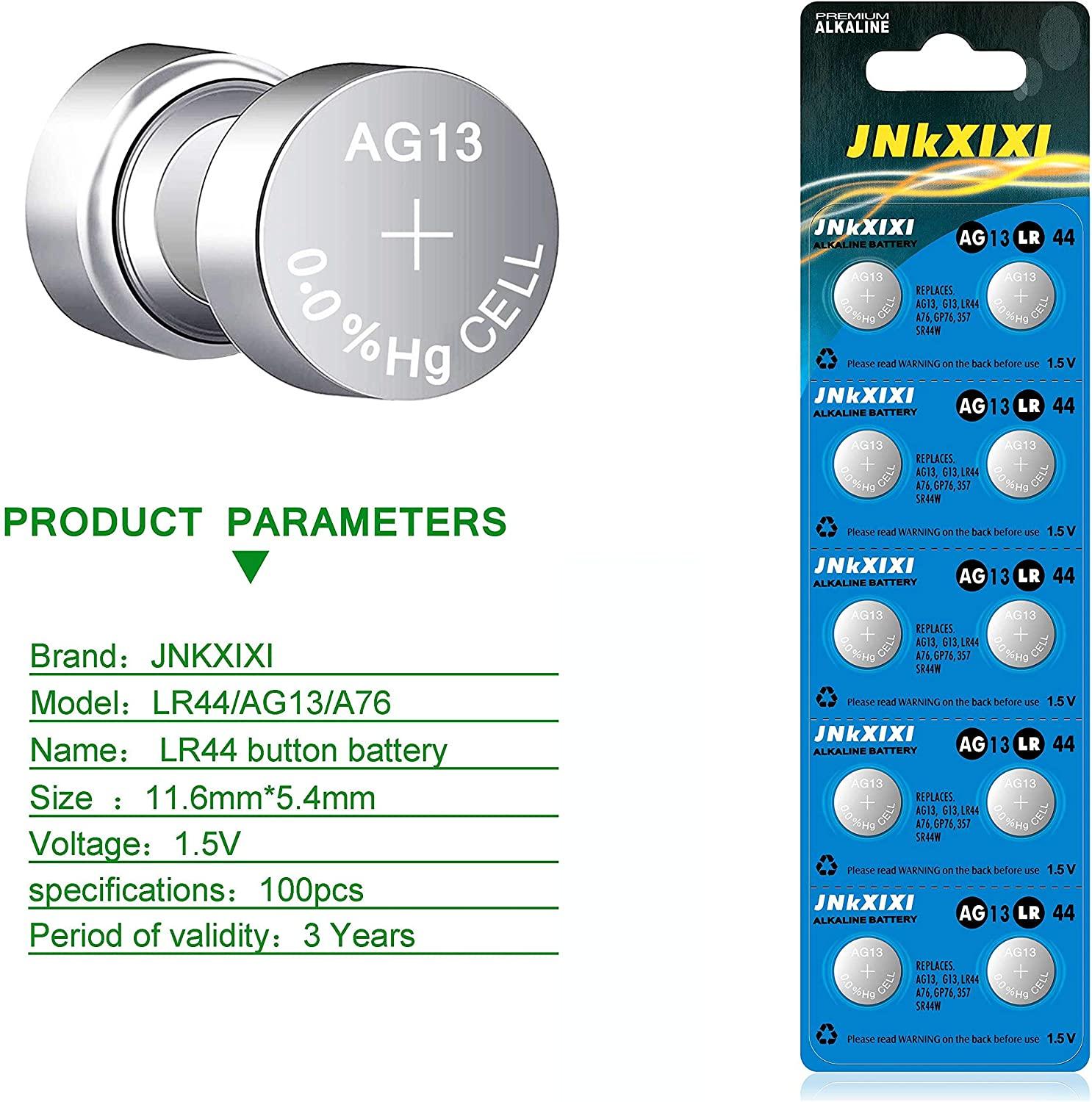 100 Pcs PKCELL LR44 AG13 357 L1154 A76 Button Cell Batteries for