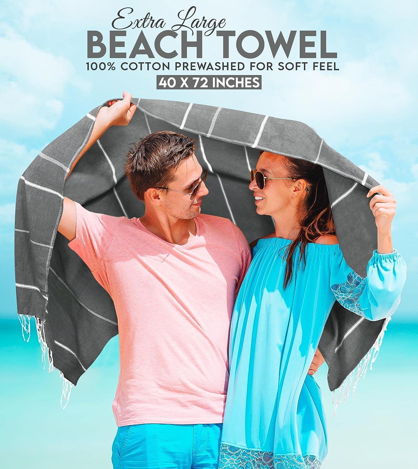 Turkish Large Beach Towel, Oversized Sand Free Quick Dry Swimming
