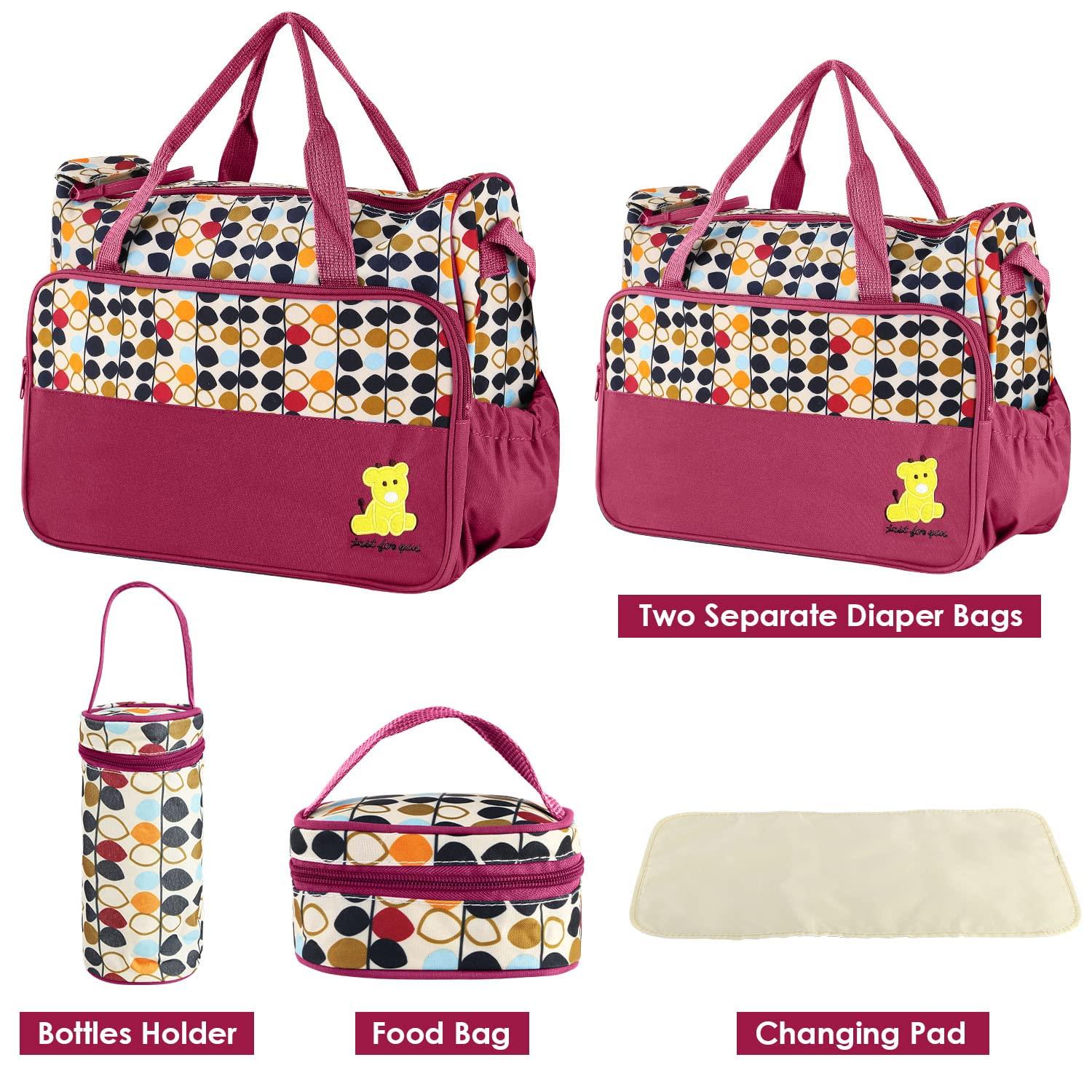 5PCS Diaper Bag, Diaper Bags for Baby, Baby Bags Tote for Moms