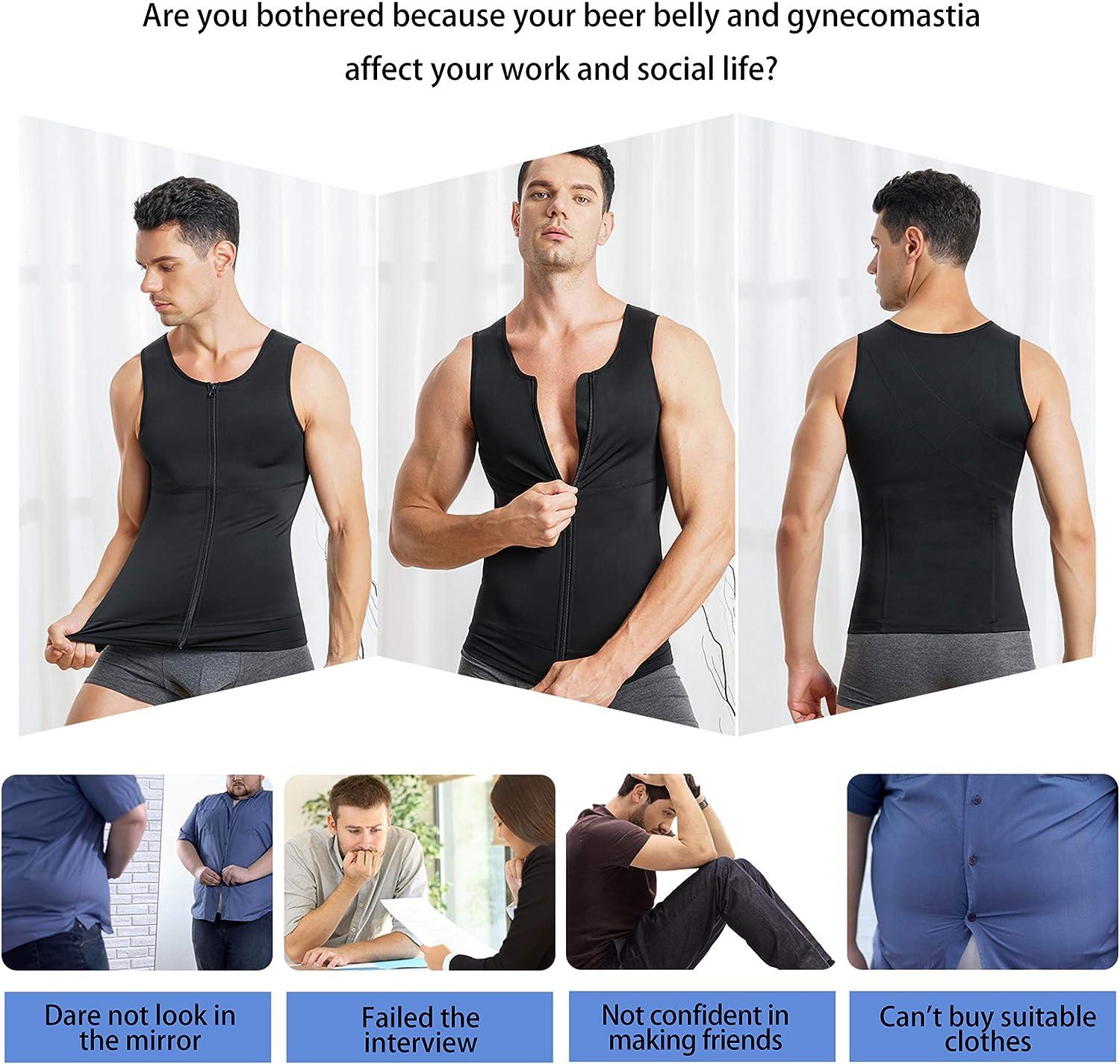 Gynecomastia Compression Tank Top Sweat Sauna Vest Fitness Body Shaper Gym  Shirt 