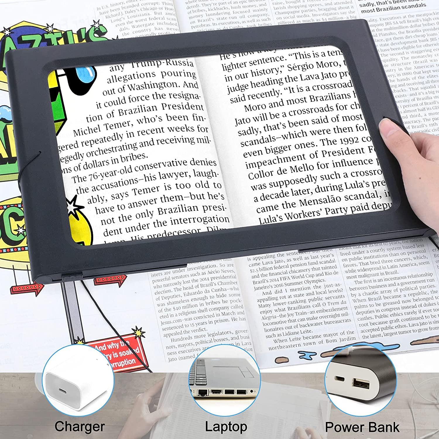 Large A4 Hands Free Reading Glass Lens Book Page Magnifying Glass