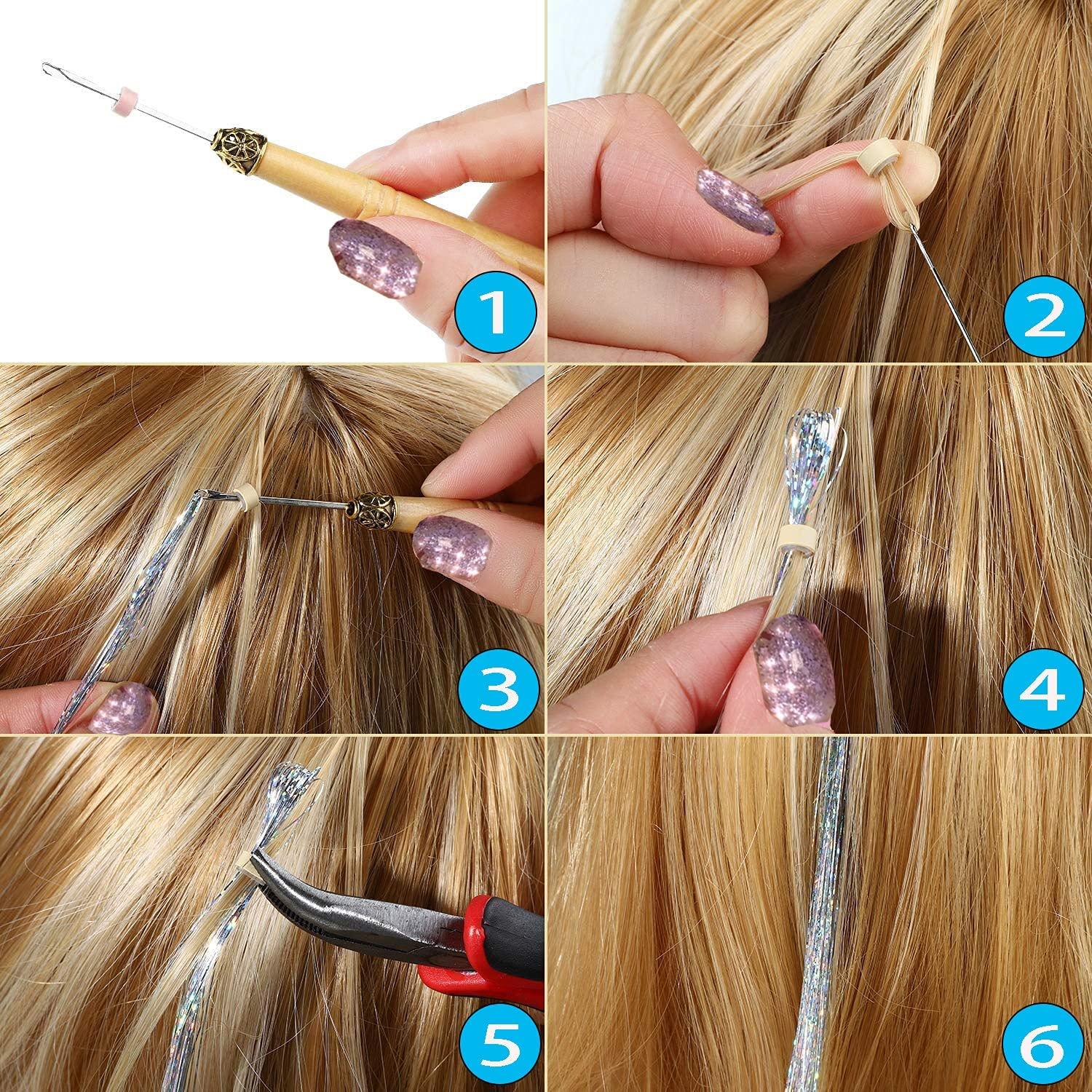  Hair Tinsel Strands Kit, Tinsel Hair Extensions