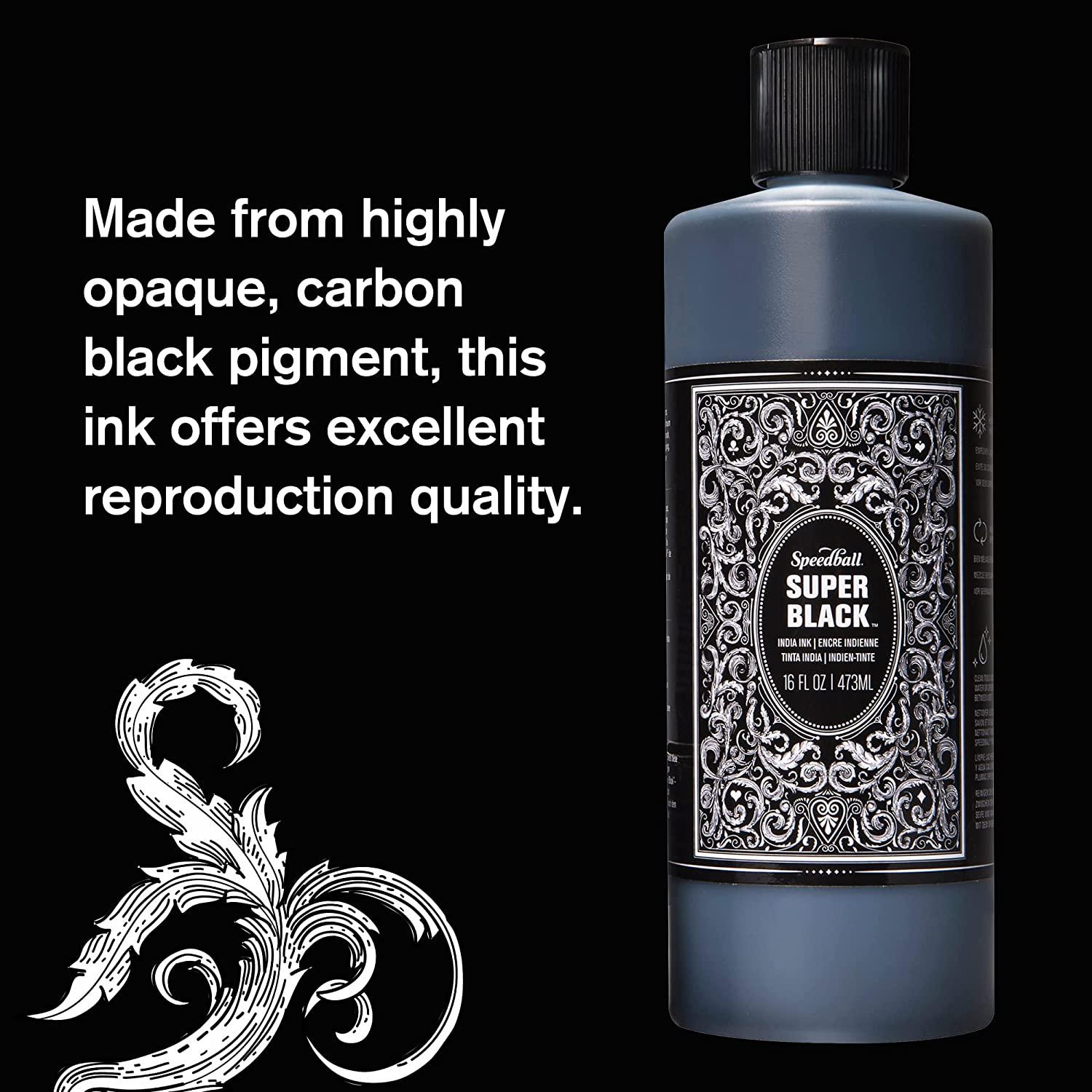 Waterproof Pigmented Drawing Ink, Black, 32 Oz Bottle | Bundle of 5 Each