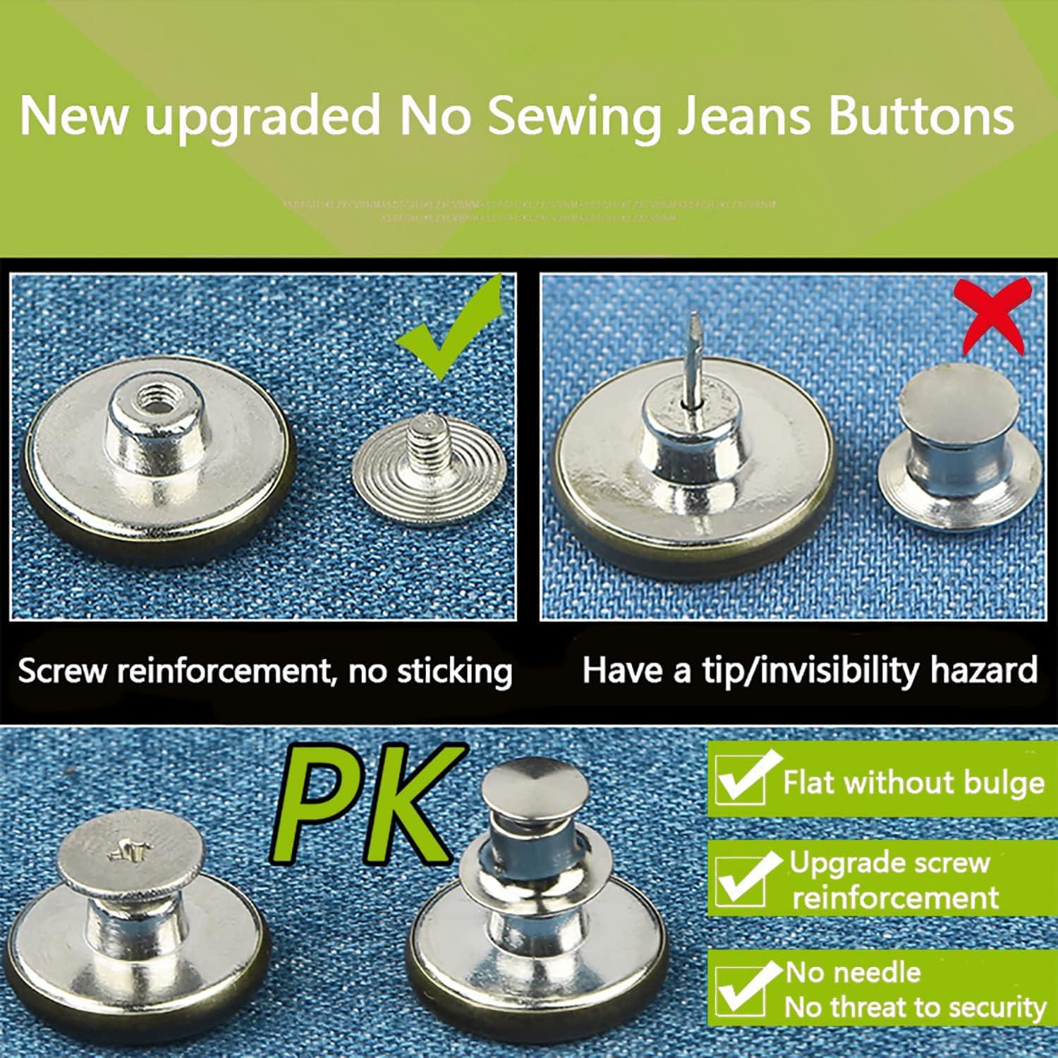 20pcs Button for Jeans, 20mm No Sewing Metal Jean Denim