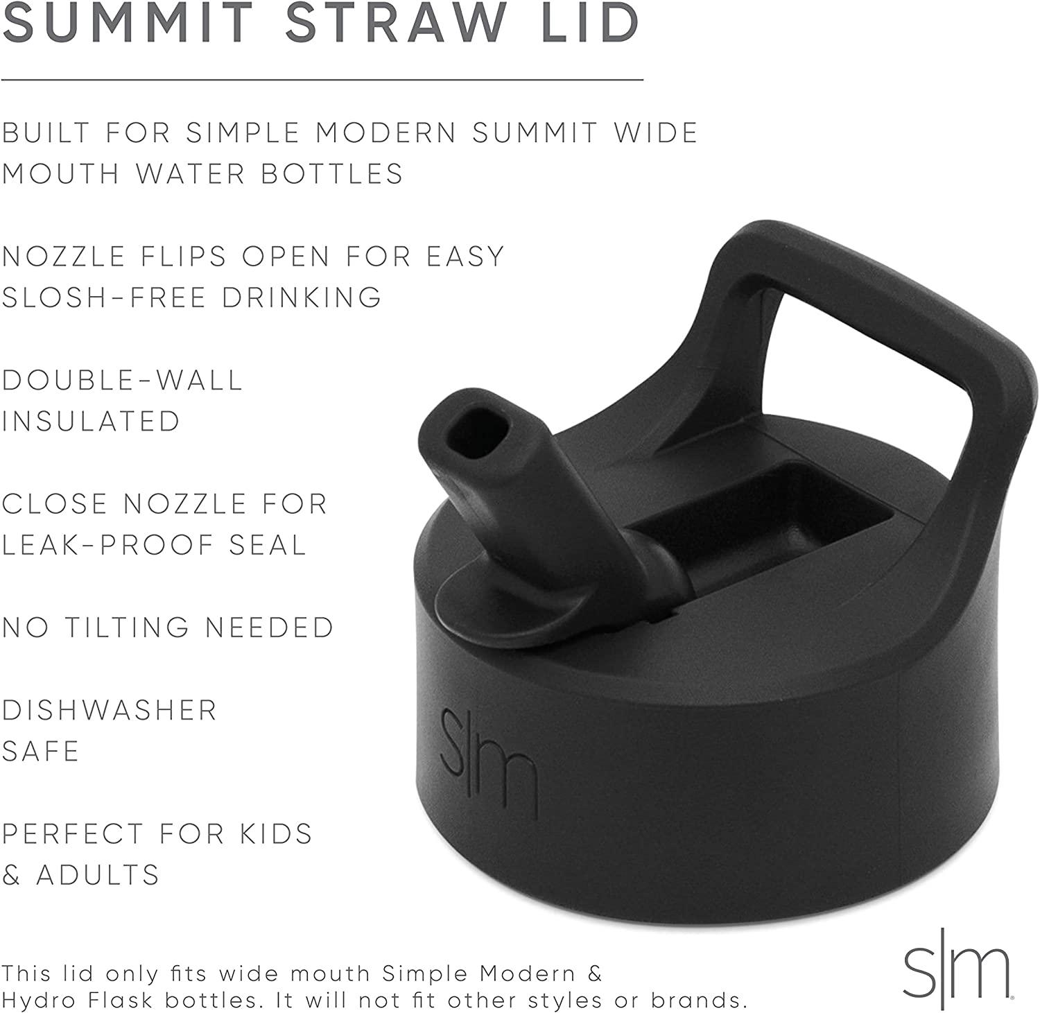 Simple Modern Summit Water Bottle Lid - Flip Lid with Handle, Insulated Straw  Lid, and Insulated Chug Lid - Fits Hydro Flask Wide Mouth - -Midnight Black  Pack of 3 Midnight Black Lid Bundle