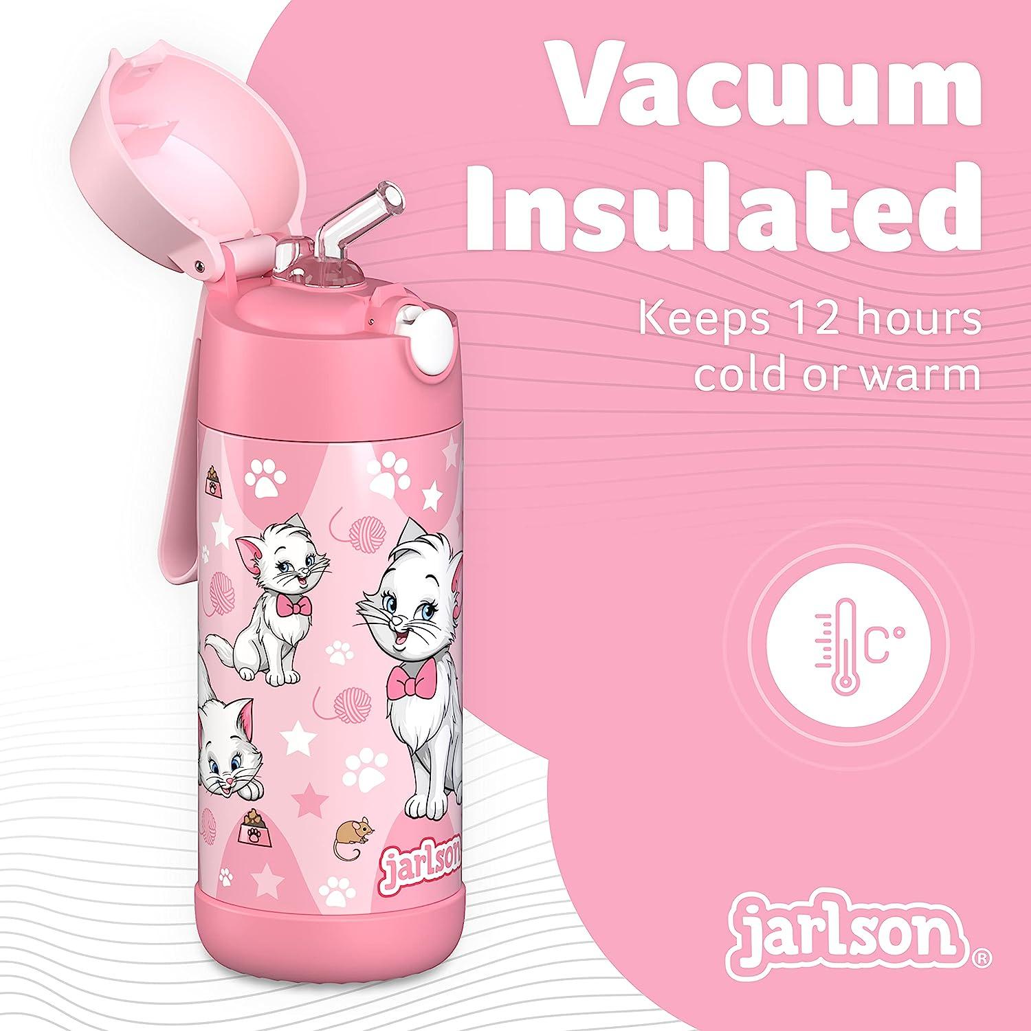 jarlson kids water bottle with straw - charli - insulated stainless steel  water bottle - thermos - girls/boys (shark 