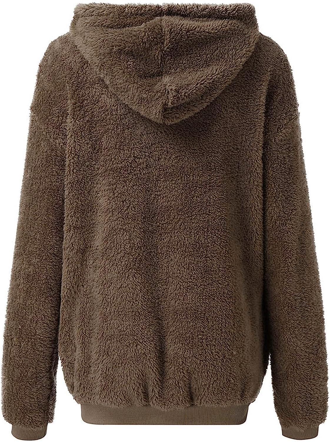 Men's Teddy Bear Fluffy Fleece Cardigan Winter Warm Hooded Jackets Hoodie  Coats