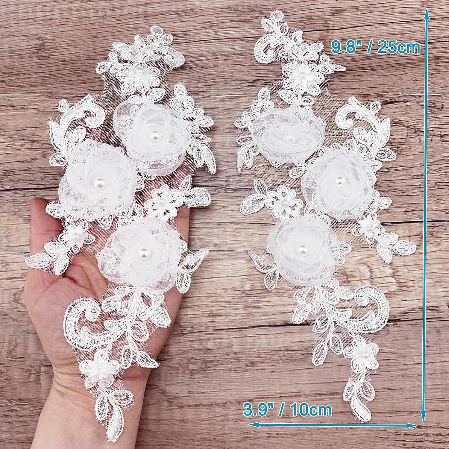 Organza Nail Bead Embroidery Thread White Small Flower Cloth Stickers  Accessories Embroidery Clothes Patch Stickers Decorative Accessories  Embroidery