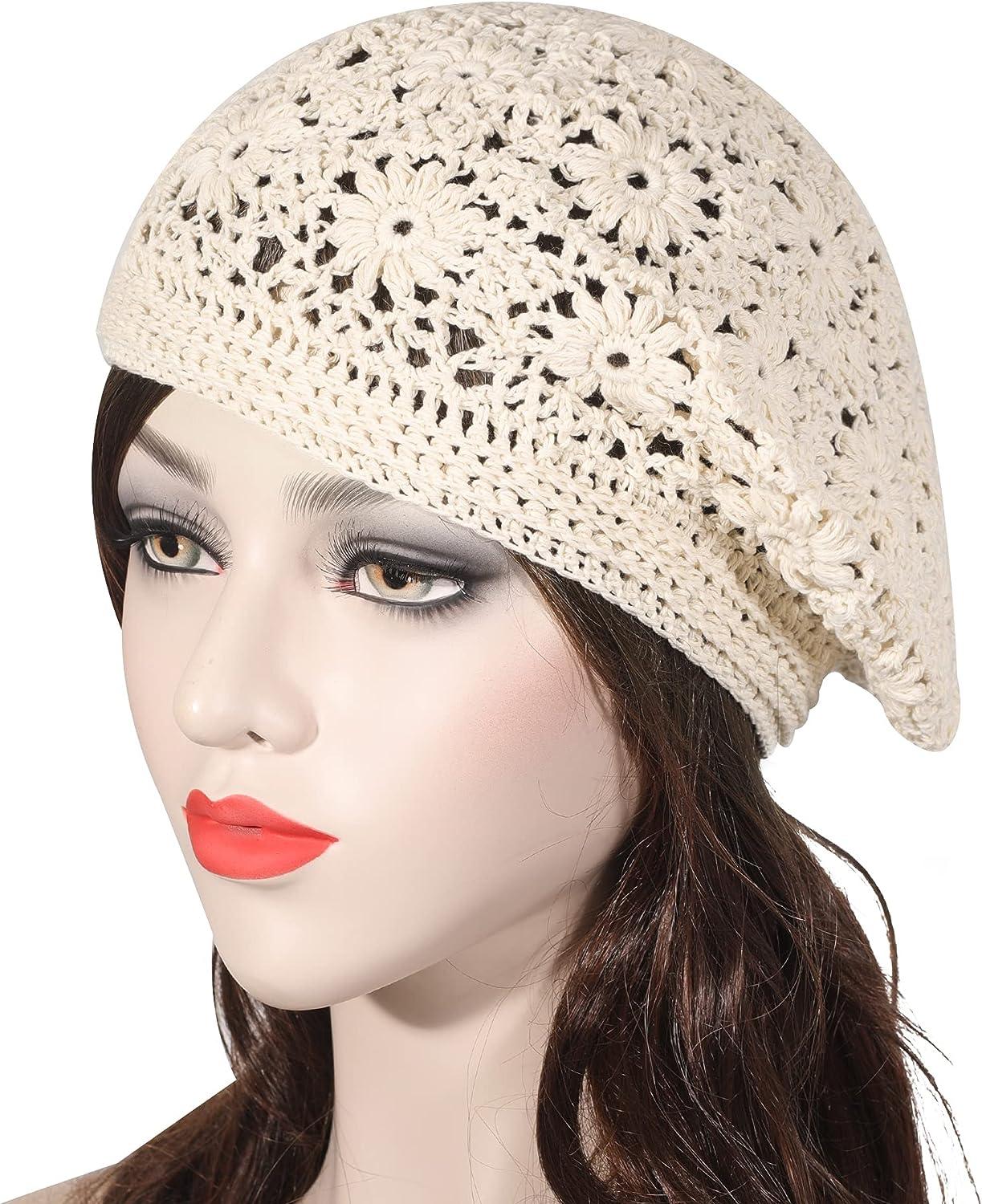 Women's Soft Lightweight Crochet Beret Women Solid Color Beret Hat