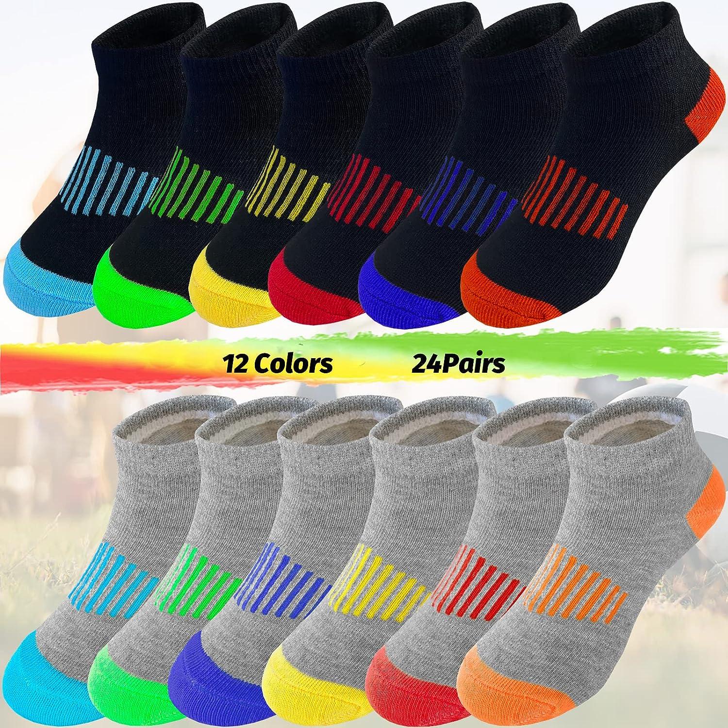 Tsmollyu Boy Socks 24 Pairs Half Cushioned Low Cut Socks Ankle Athletic  Cotton Socks For Little Big Kids Age 3-10 Multicolor #3 7-10 Years