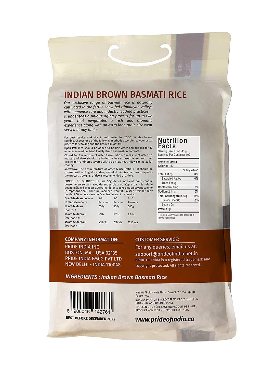 Pride Of India - Extra Long Indian Premium White Basmati Rice, 10 Pound  (4.54 Kilo) Reclosable Bag - Naturally Aromatic, Aged, Flavorful, Slender,  Non