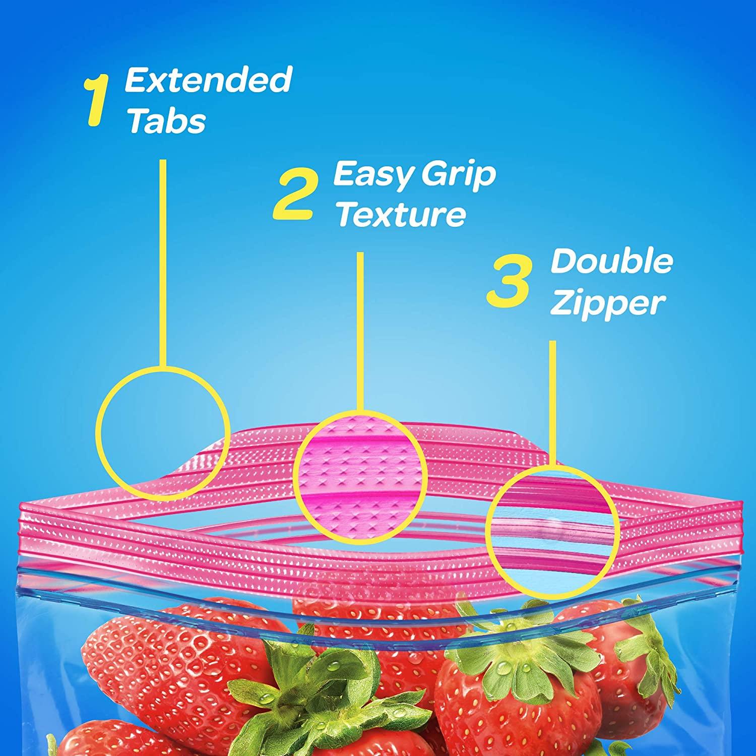Ziploc Quart Food Storage Bags, Grip 'n Seal Technology for Easier Grip,  Open, and Close, 30