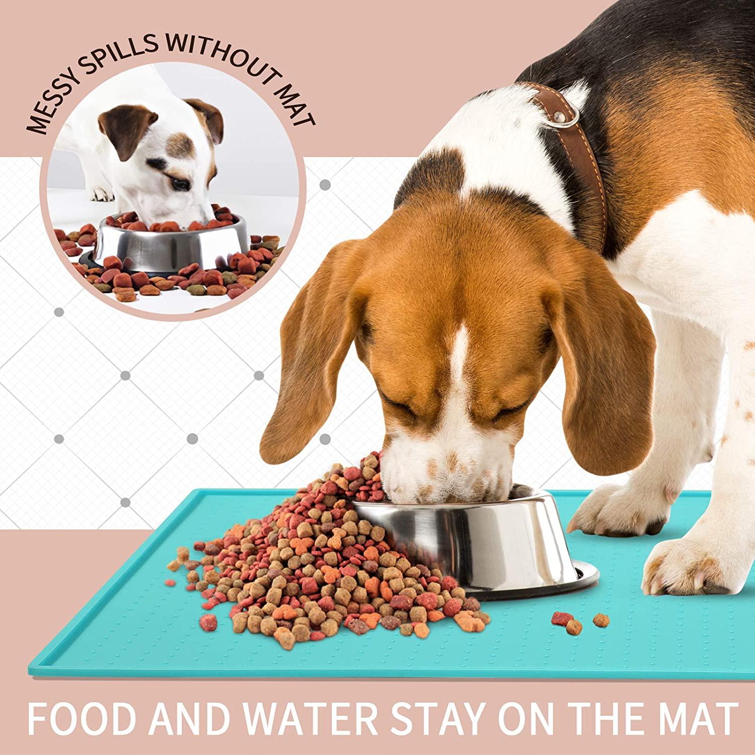 Senmipy Silicone Dog Food Mat - Waterproof Dog Bowl Mats for Food